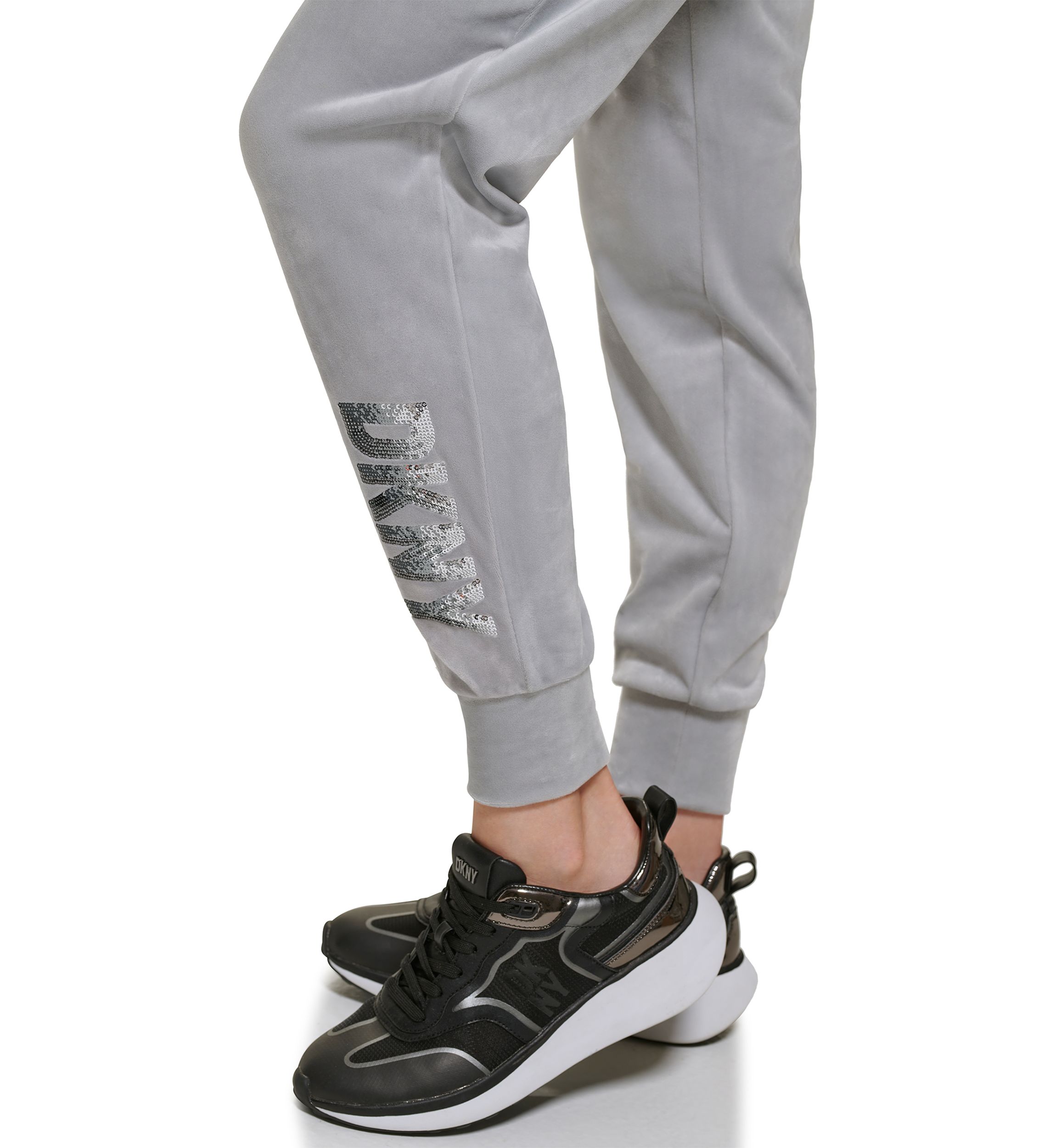 Womens Velour Sequin Logo Joggers