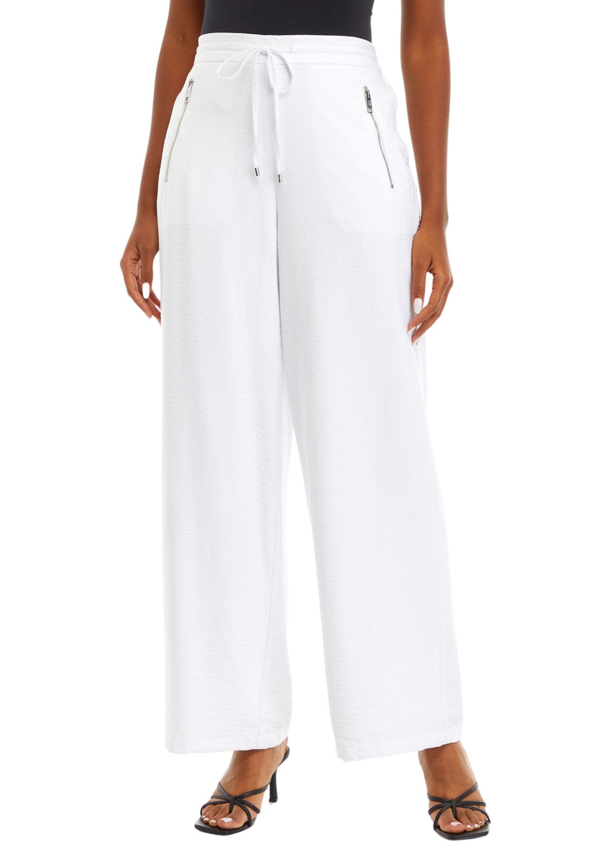 Womens Wide Leg Drapey Twill Pants