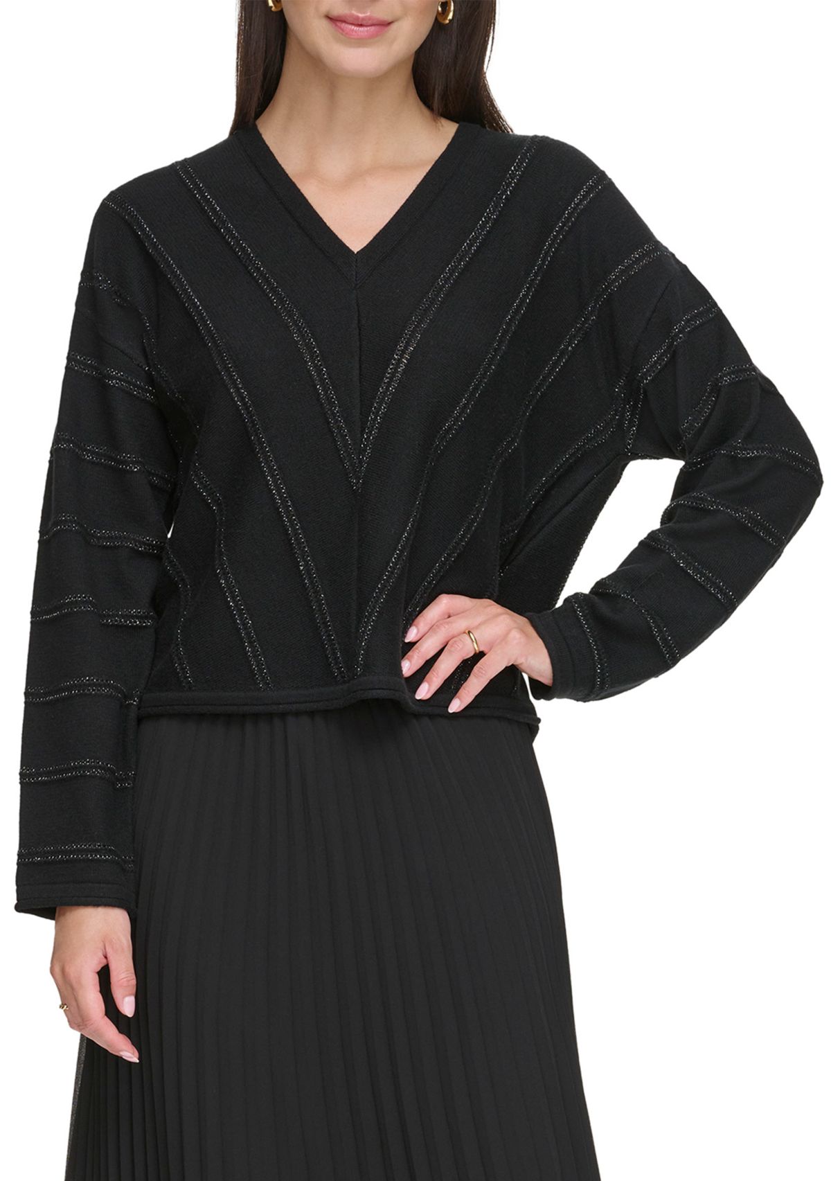 Womens V-Neck Chevron Sweater 