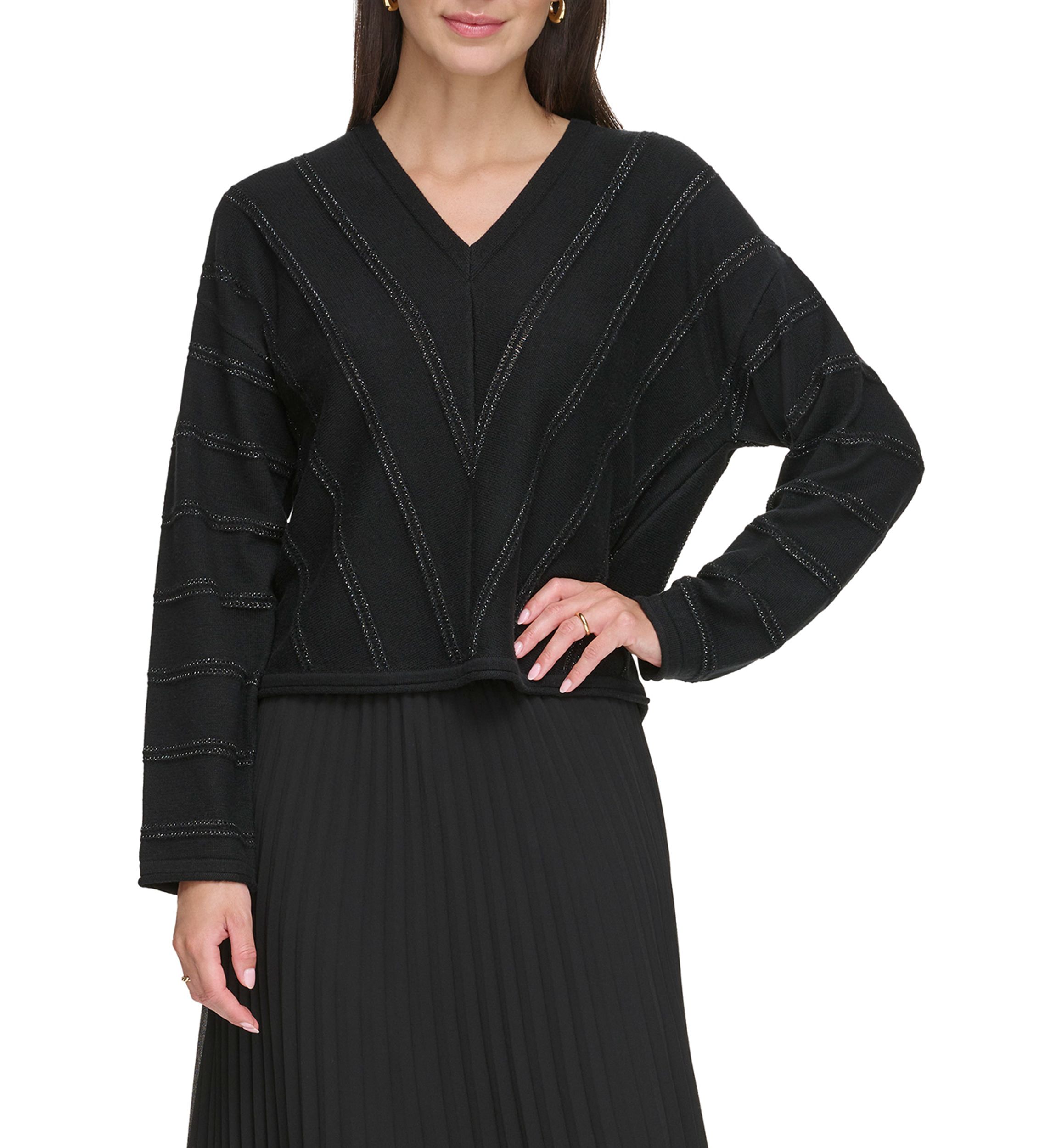 Womens V-Neck Chevron Sweater 