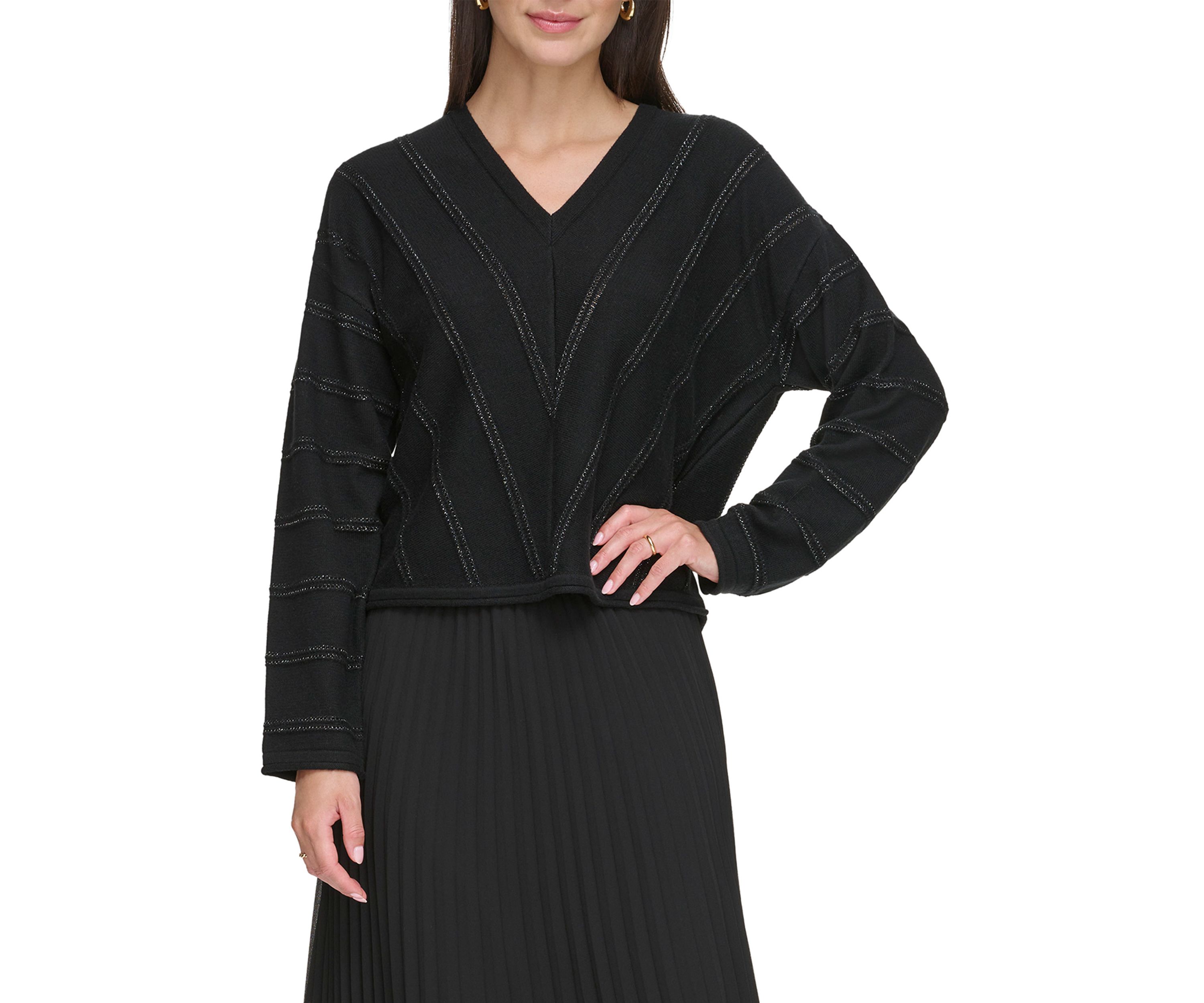 Womens V-Neck Chevron Sweater 