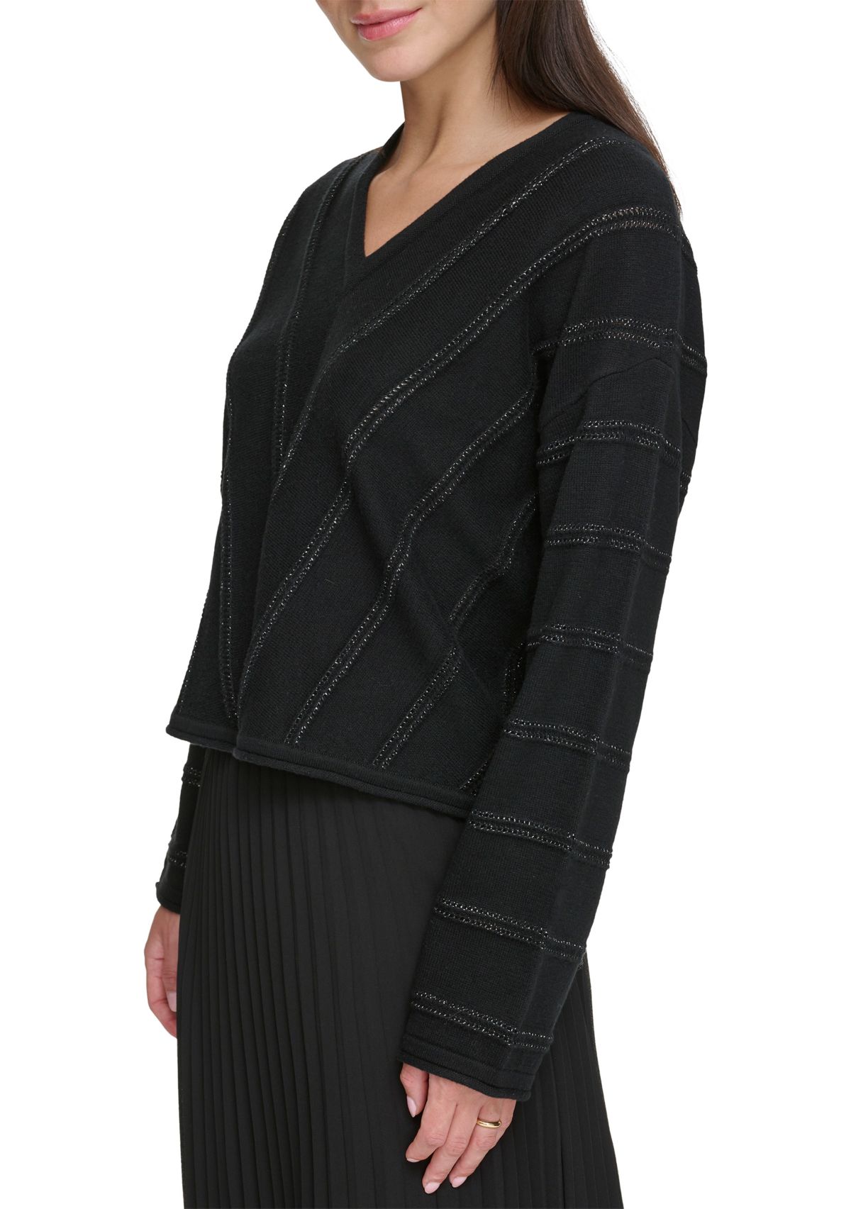 Womens V-Neck Chevron Sweater 