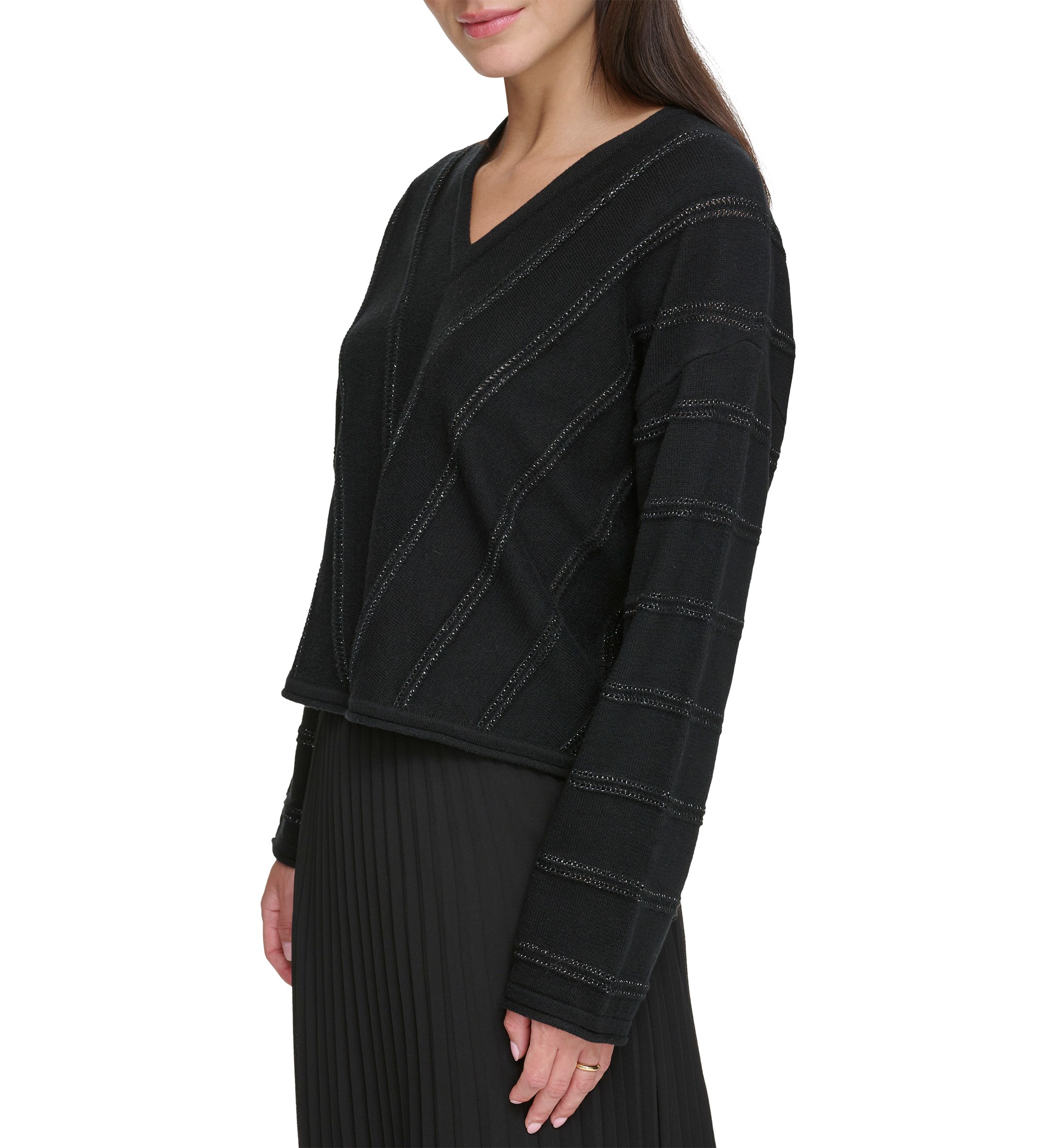 Womens V-Neck Chevron Sweater 