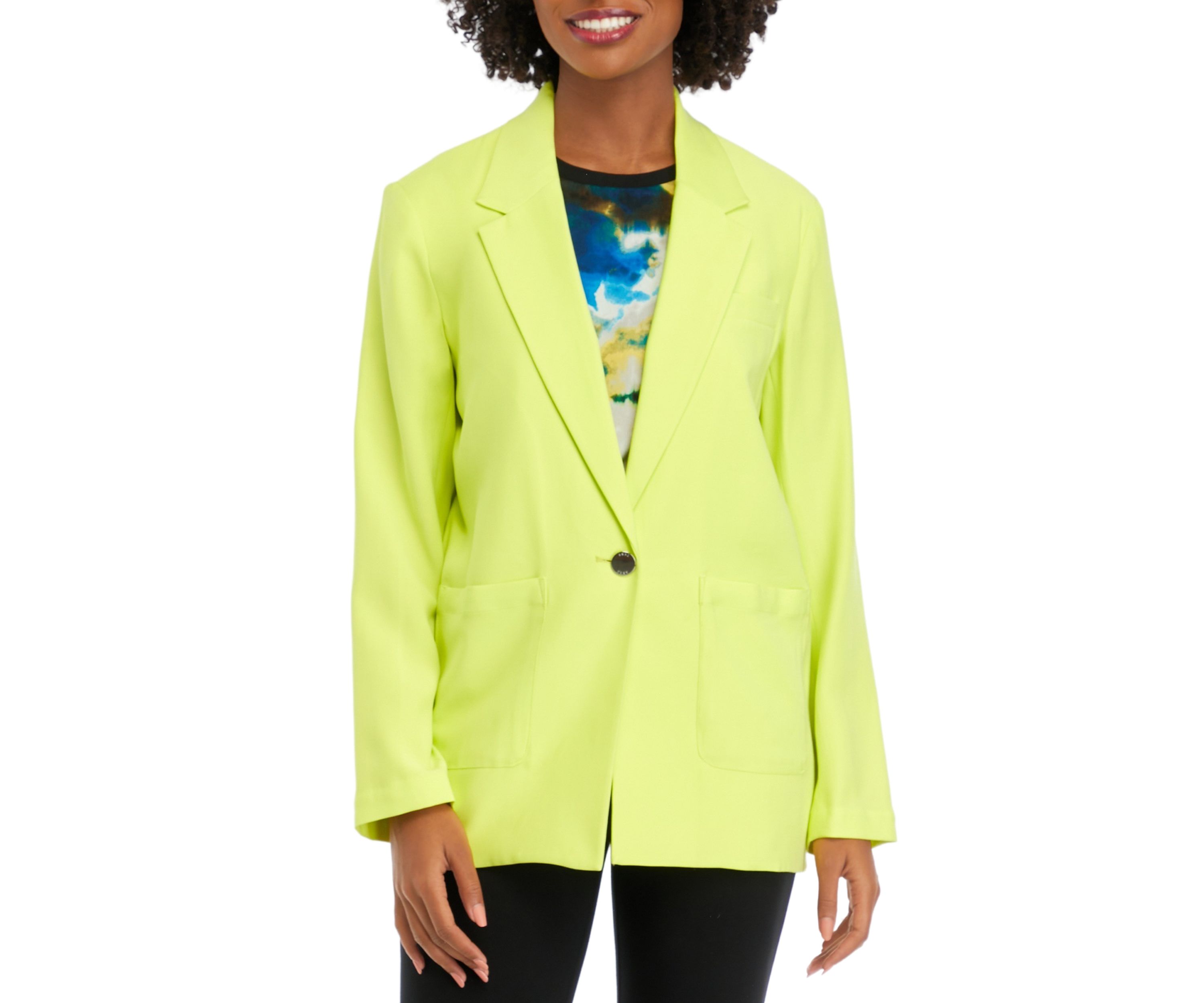 Womens Notch Collar Long Blazer