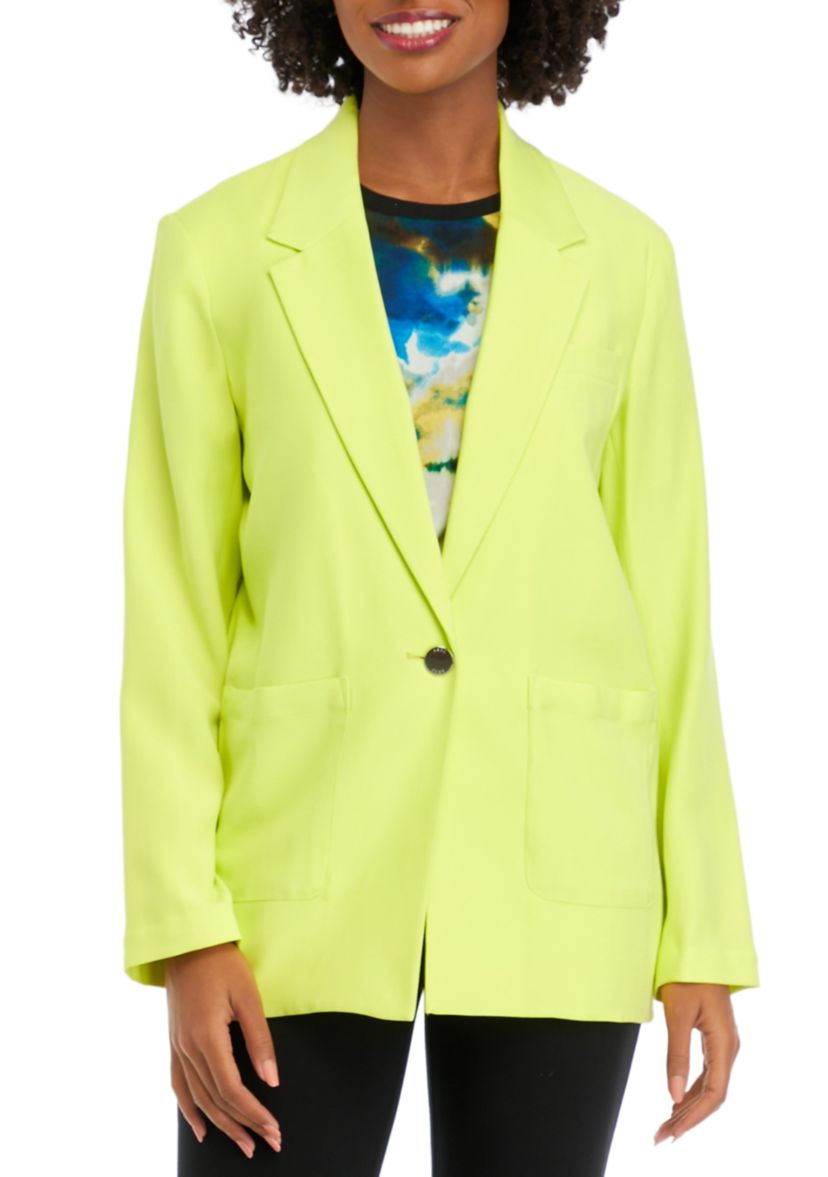 Womens Notch Collar Long Blazer