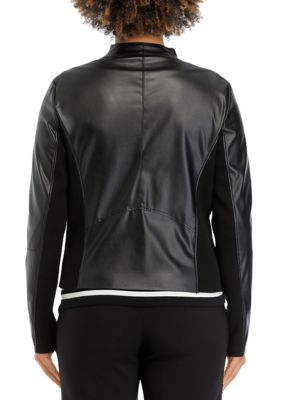 Vince Drape Front Feather Leather Jacket in Black