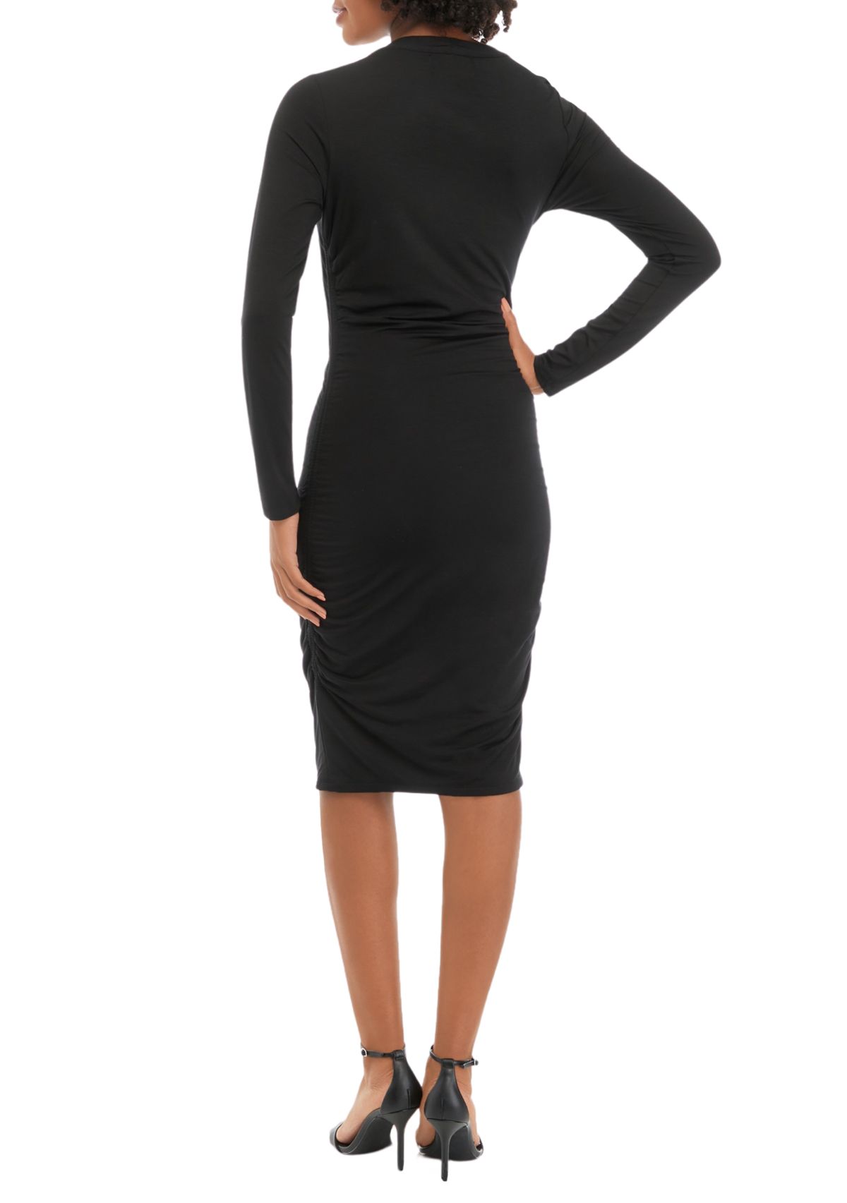 Womens Long Sleeve Twist Front Dress