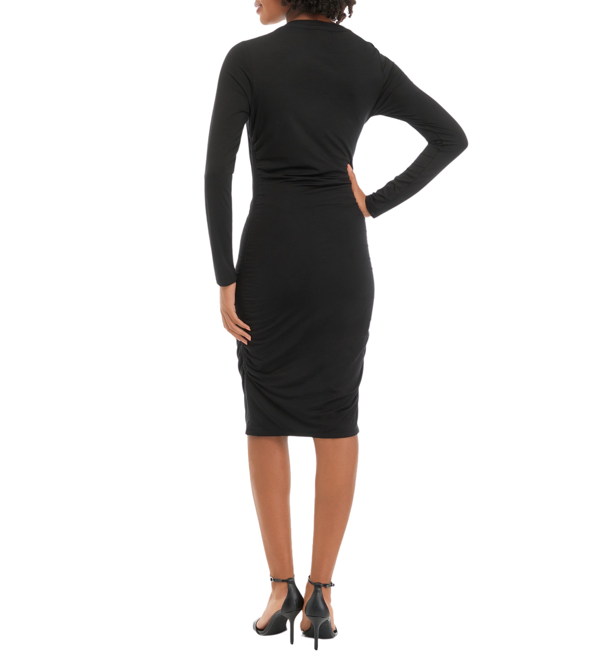 Womens Long Sleeve Twist Front Dress