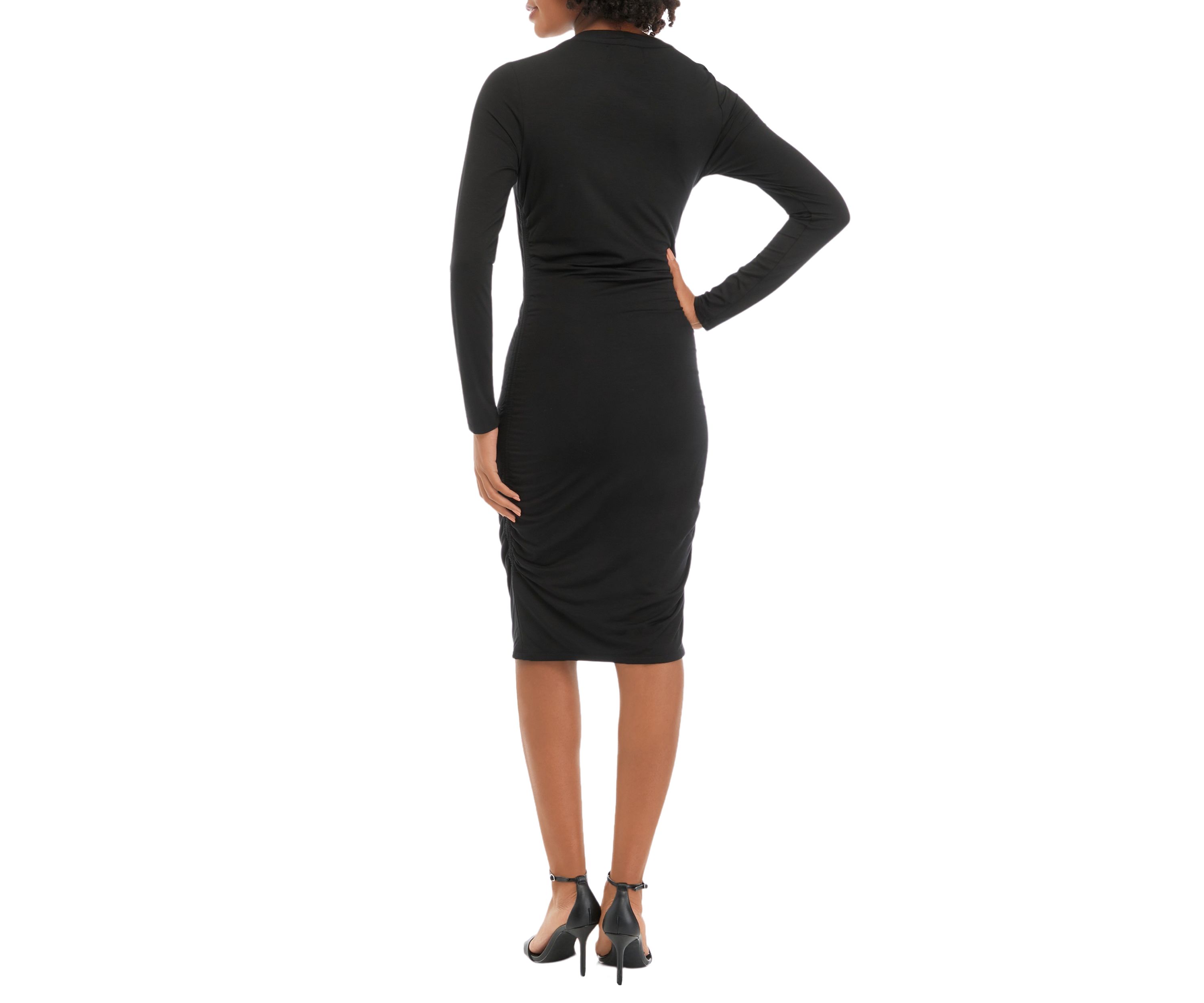 Womens Long Sleeve Twist Front Dress