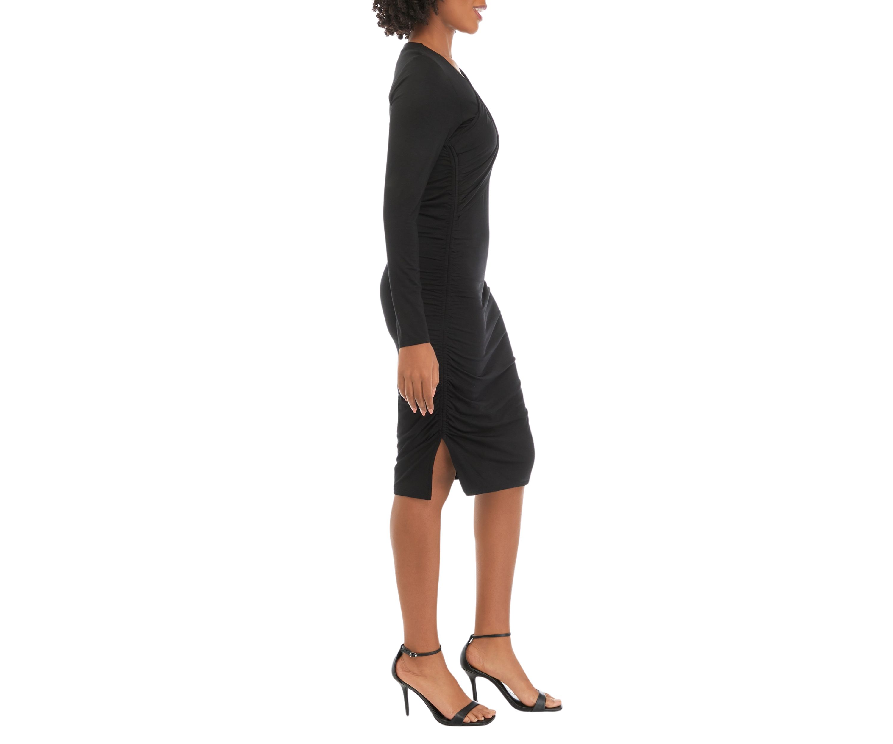 Womens Long Sleeve Twist Front Dress