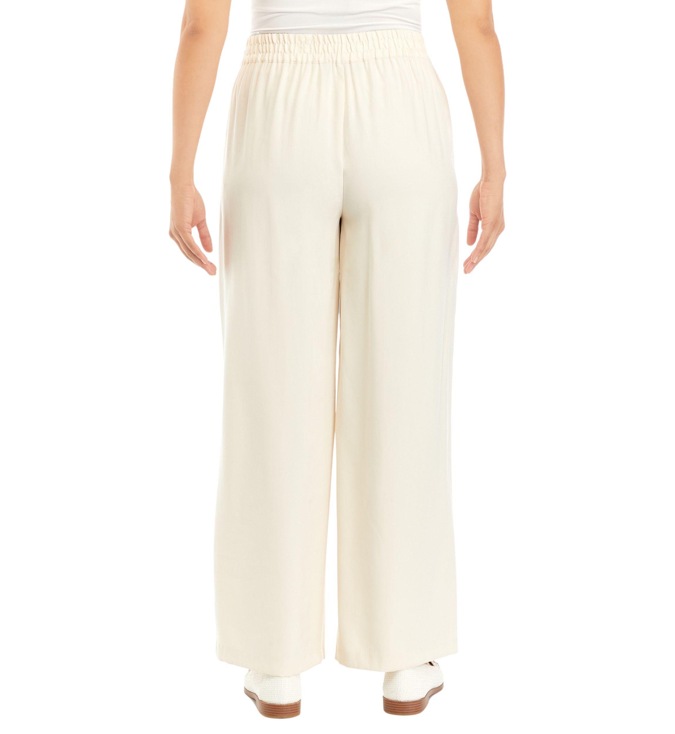 Womens Zip Front Wide Leg Soft Twill Pants