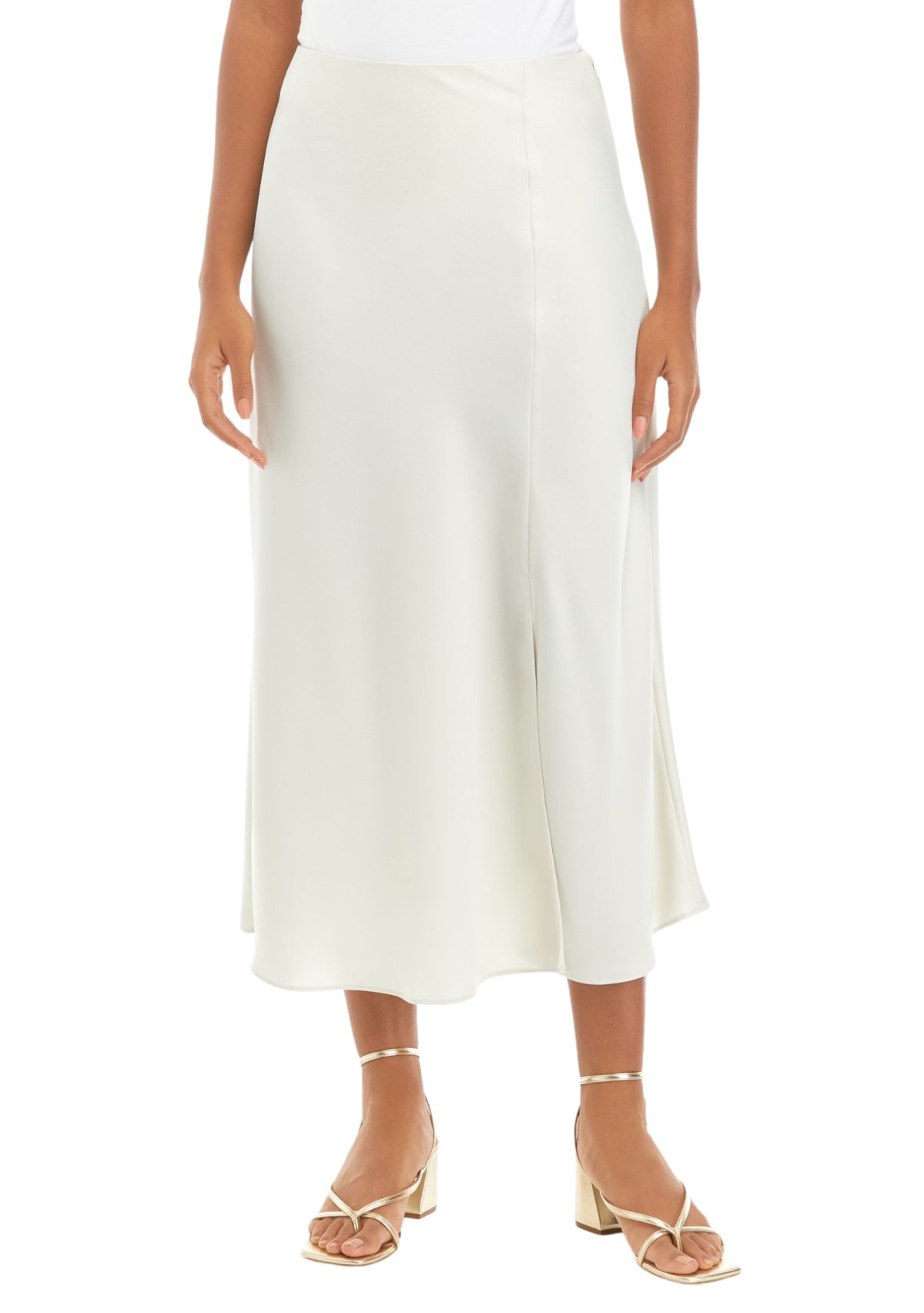 Womens Midi Satin Skirt