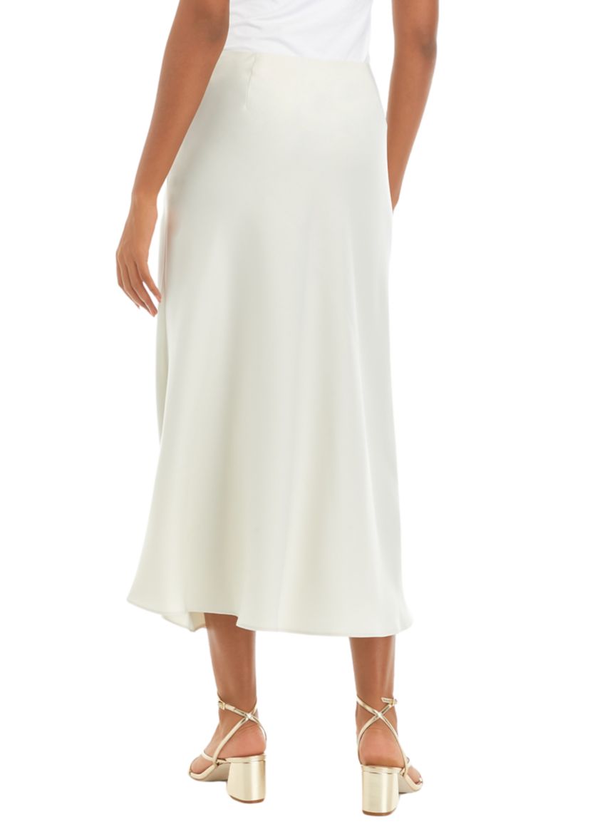Womens Midi Satin Skirt