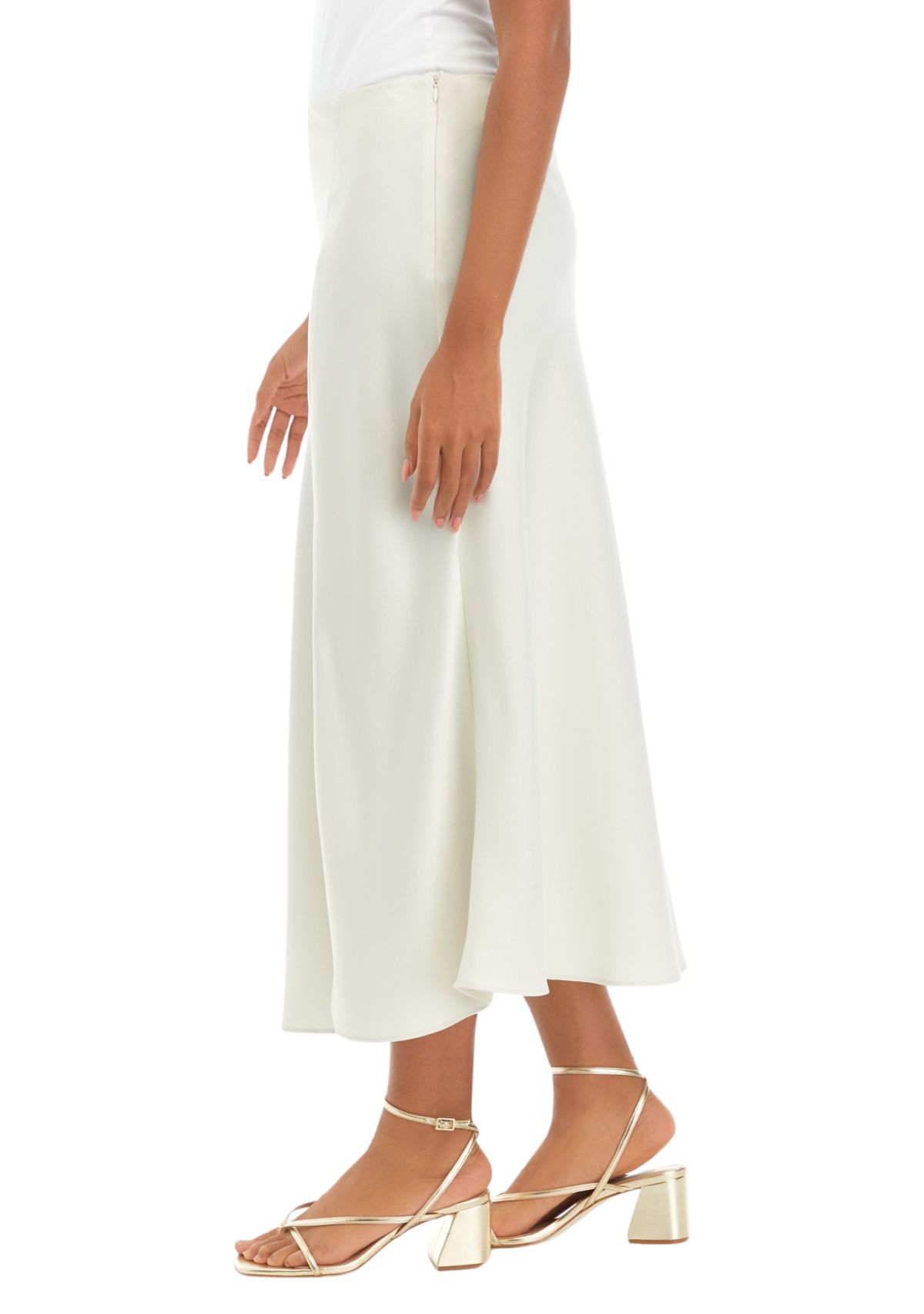 Womens Midi Satin Skirt