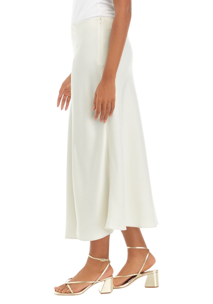 Womens Midi Satin Skirt