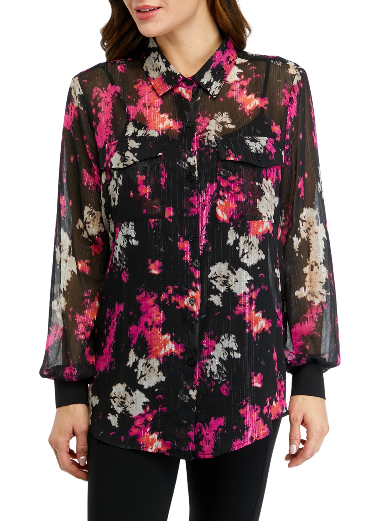 Womens Printed Pocket Blouse