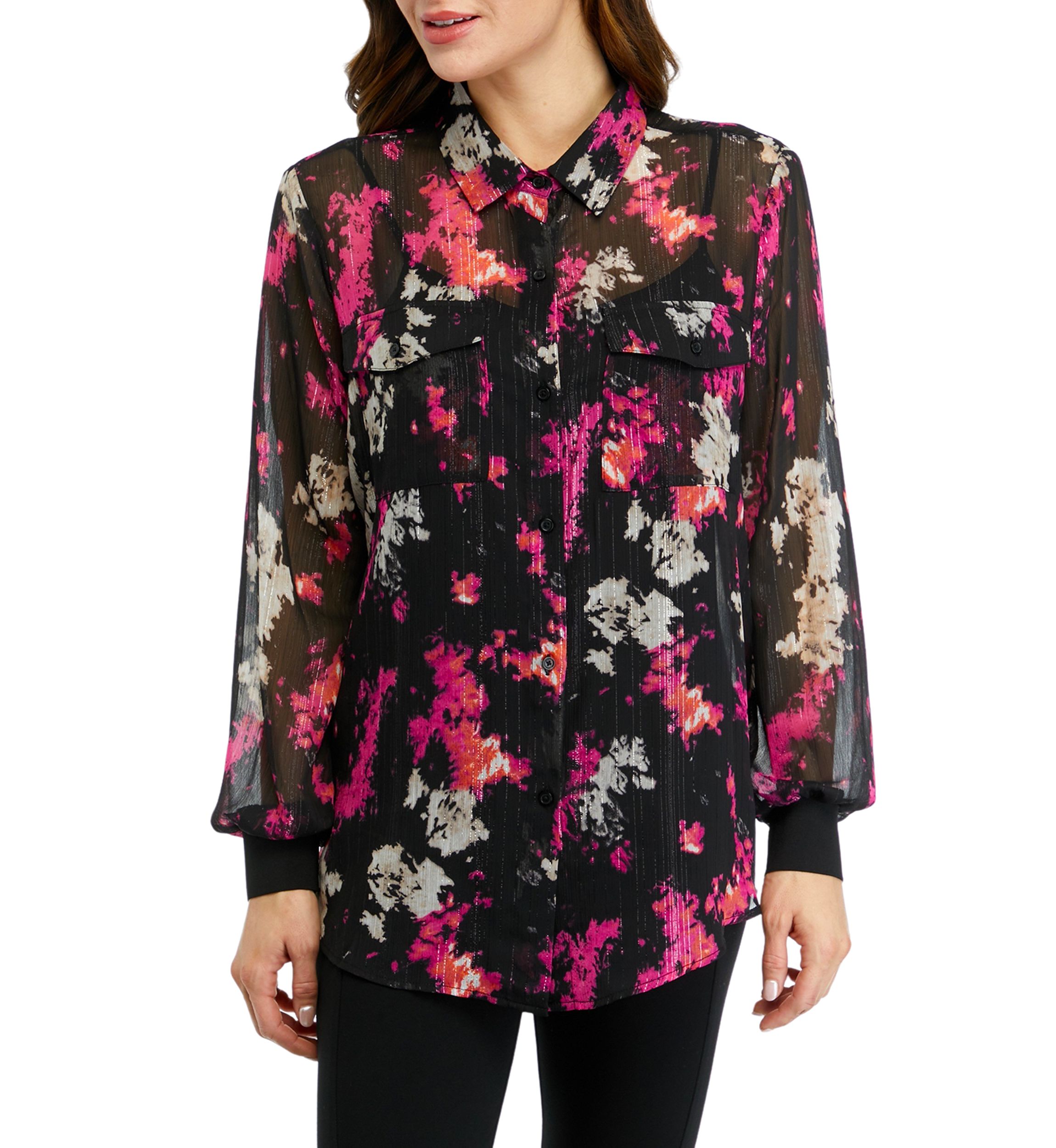 Womens Printed Pocket Blouse