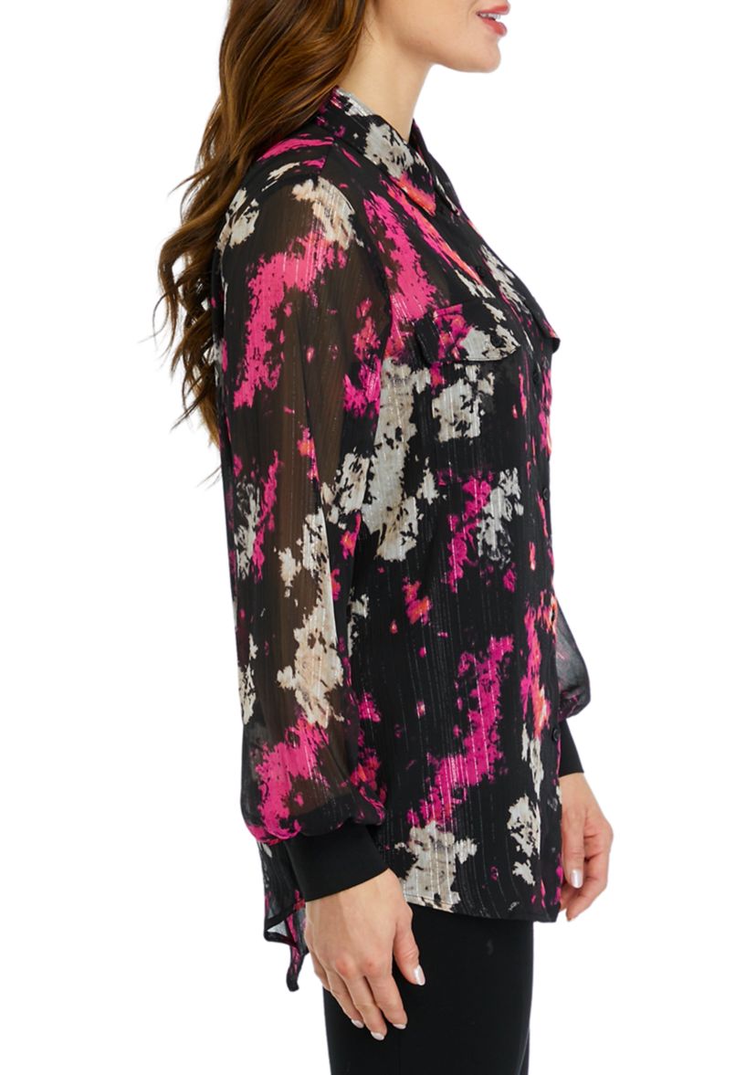 Womens Printed Pocket Blouse