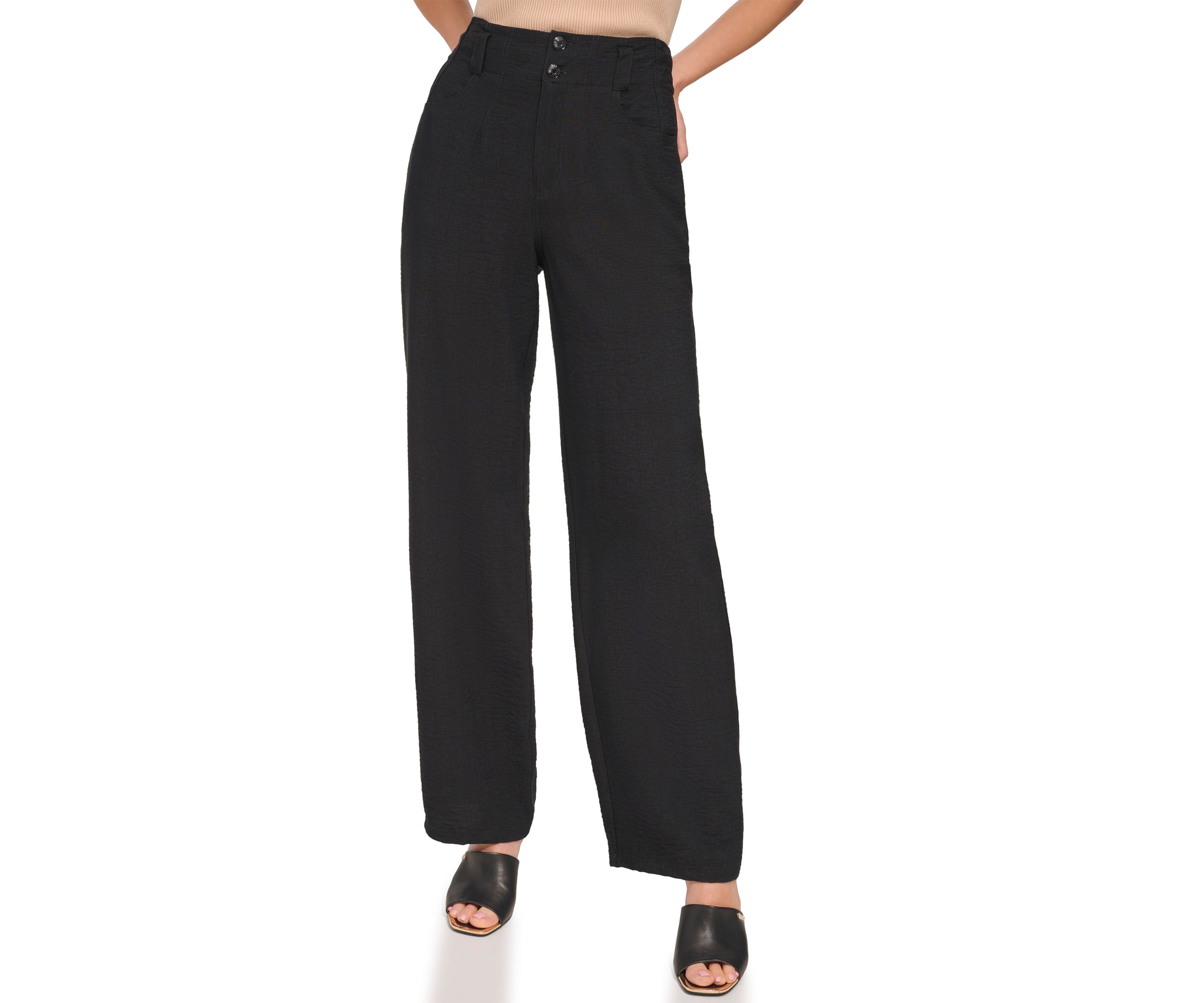 Womens Crinkle Wide Leg Pants