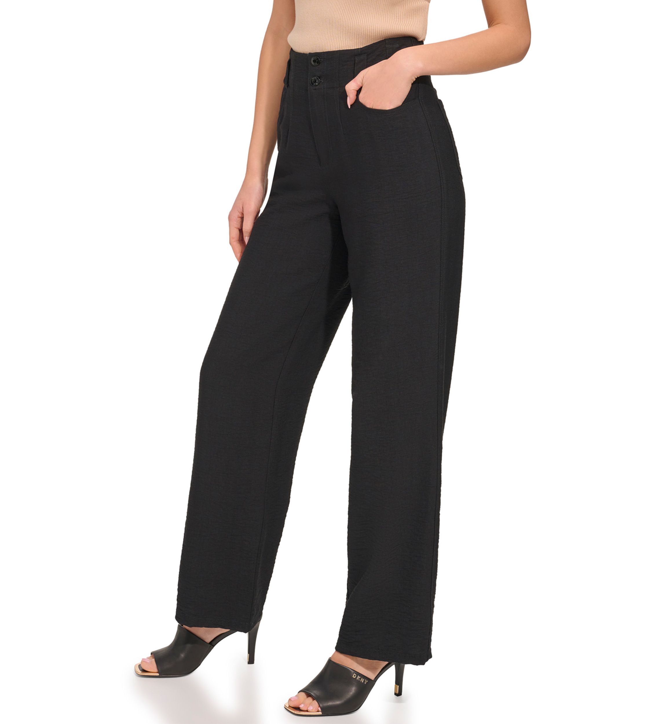 Womens Crinkle Wide Leg Pants