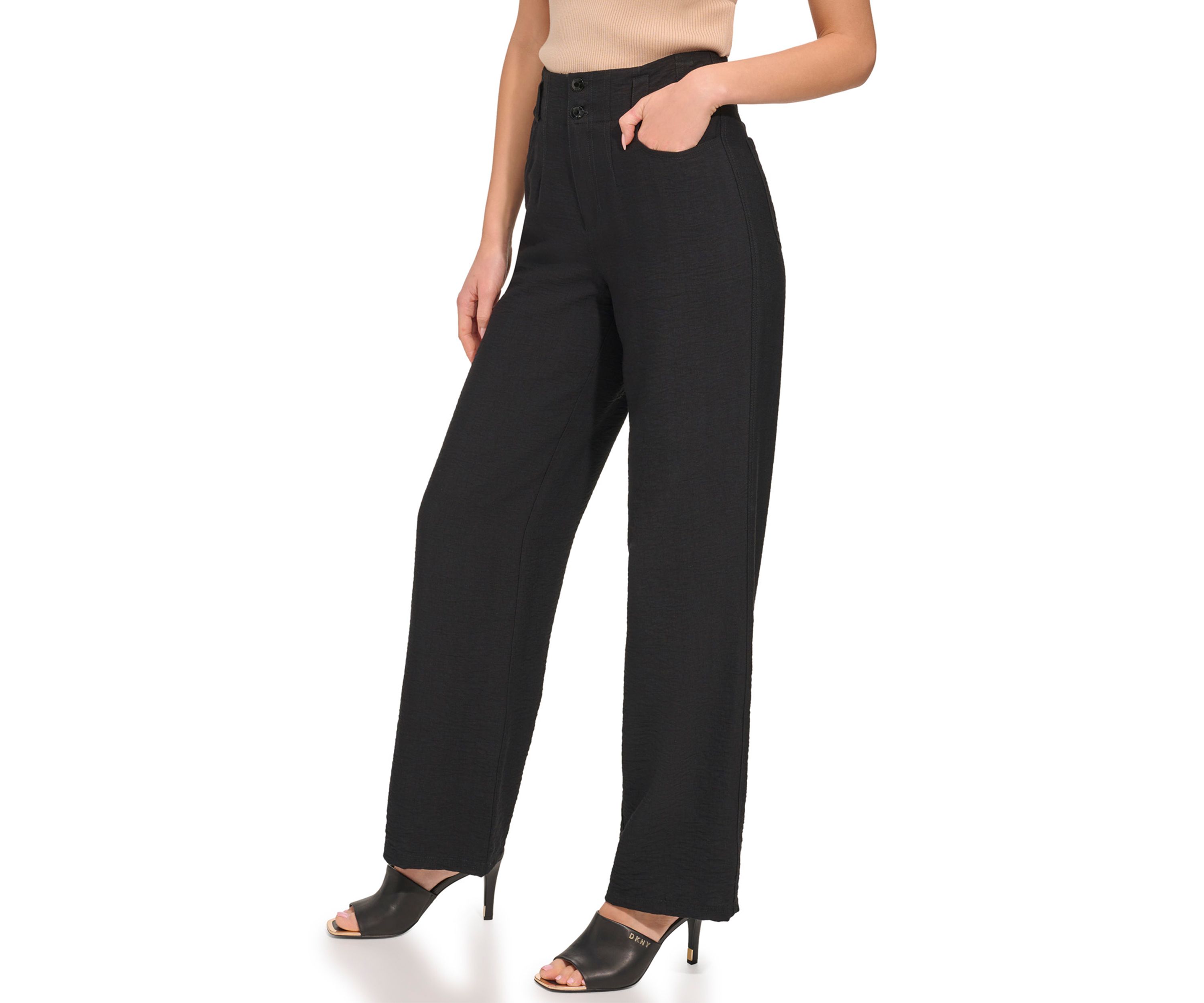 Womens Crinkle Wide Leg Pants