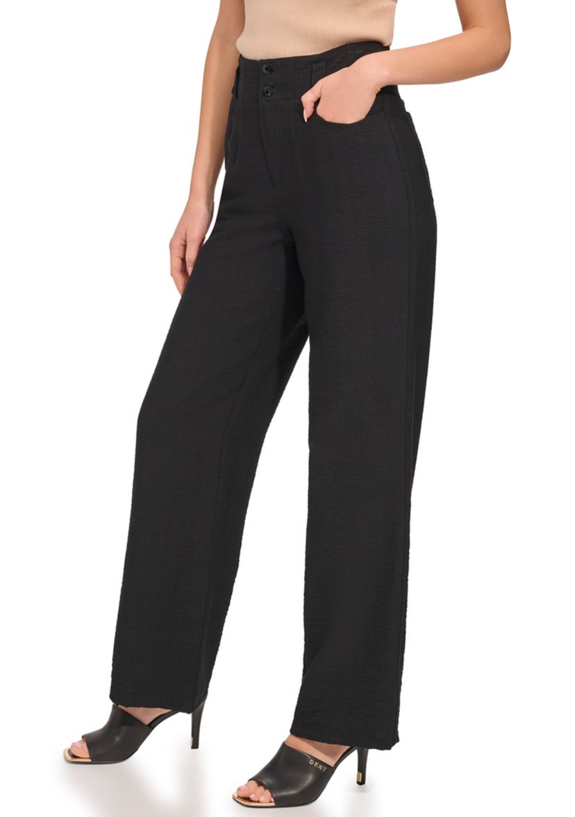 Womens Crinkle Wide Leg Pants