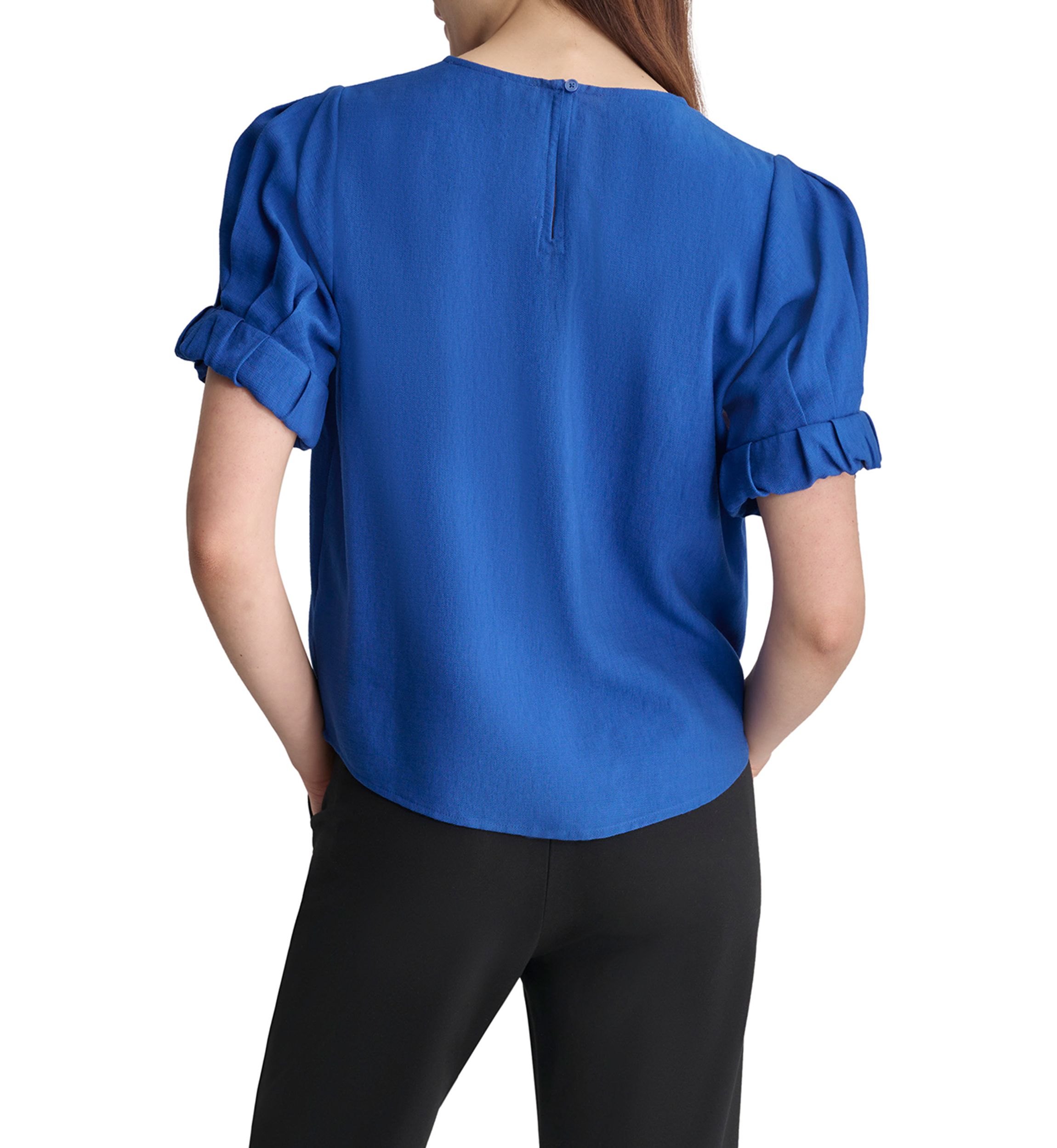Womens Short Sleeve Pleat Front Blouse