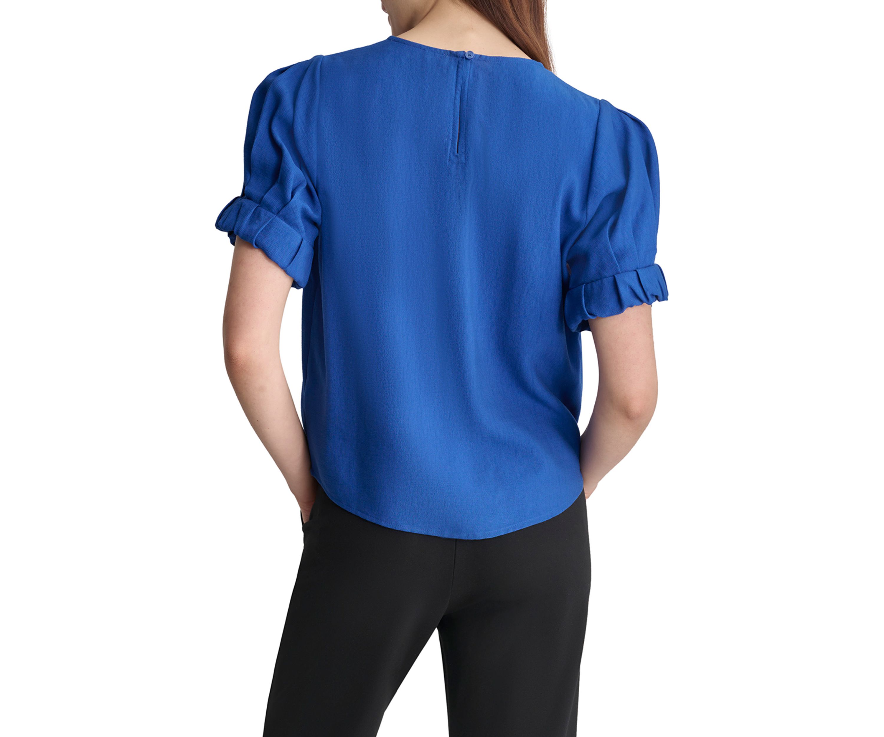Womens Short Sleeve Pleat Front Blouse