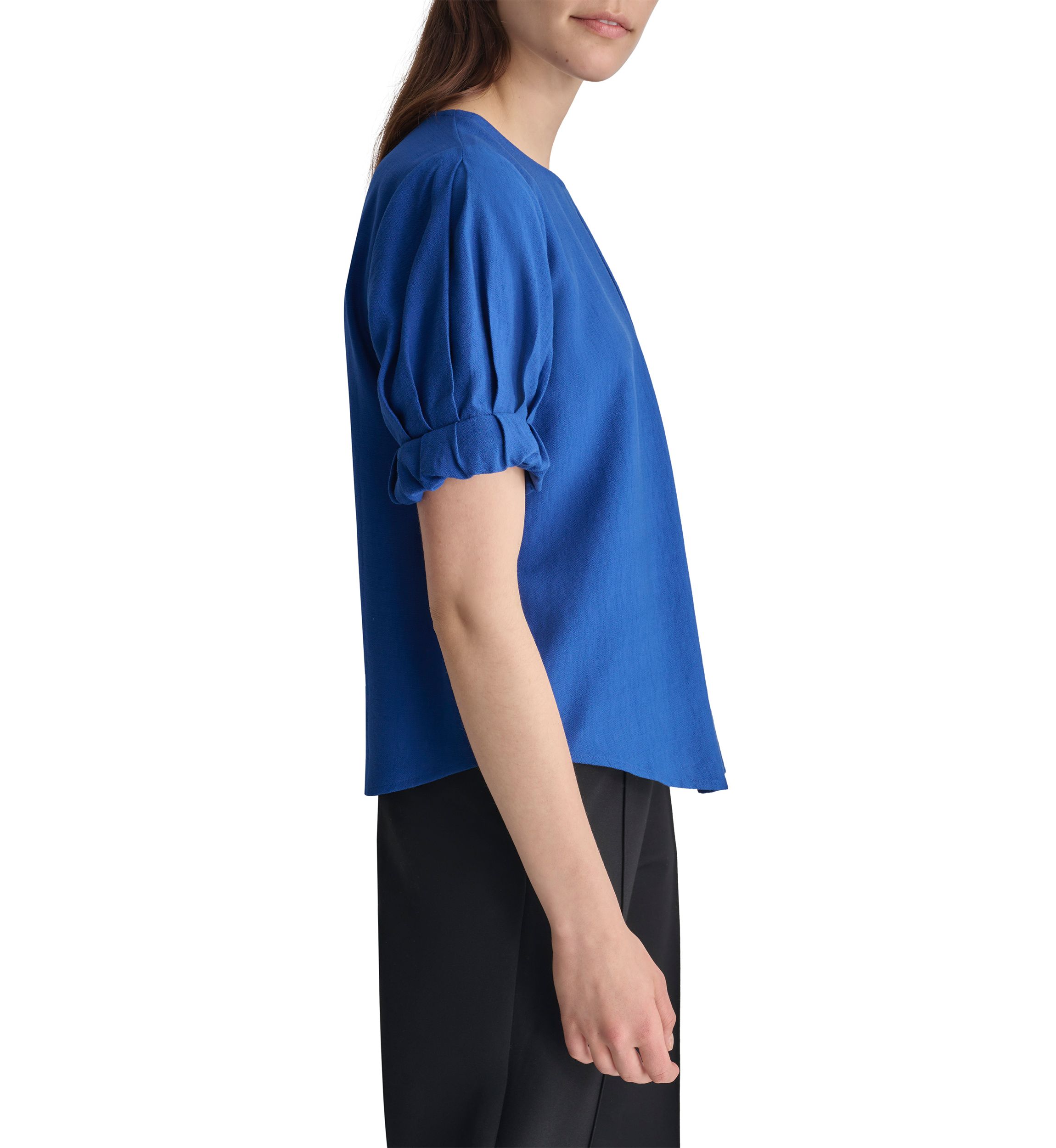 Womens Short Sleeve Pleat Front Blouse