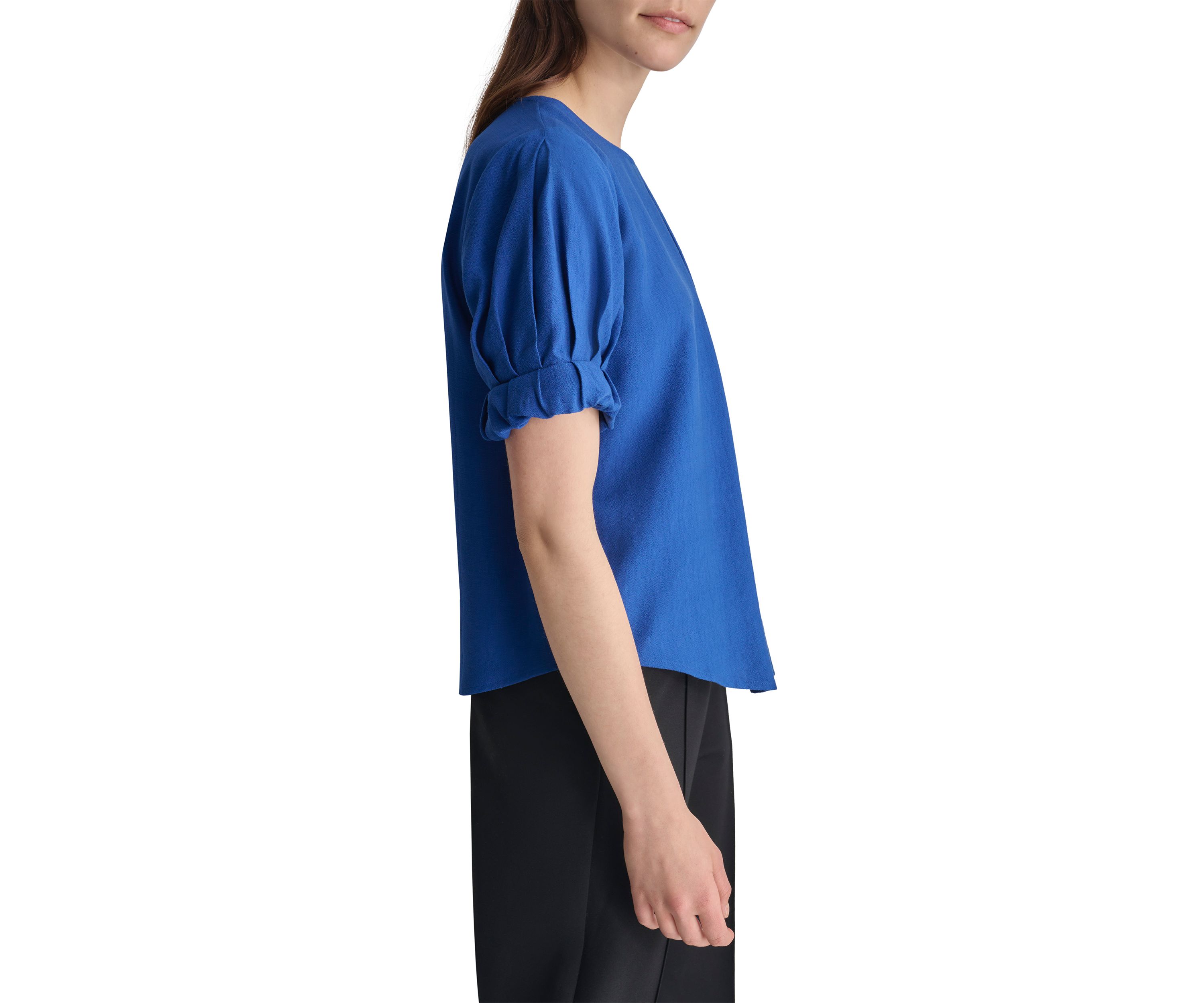 Womens Short Sleeve Pleat Front Blouse