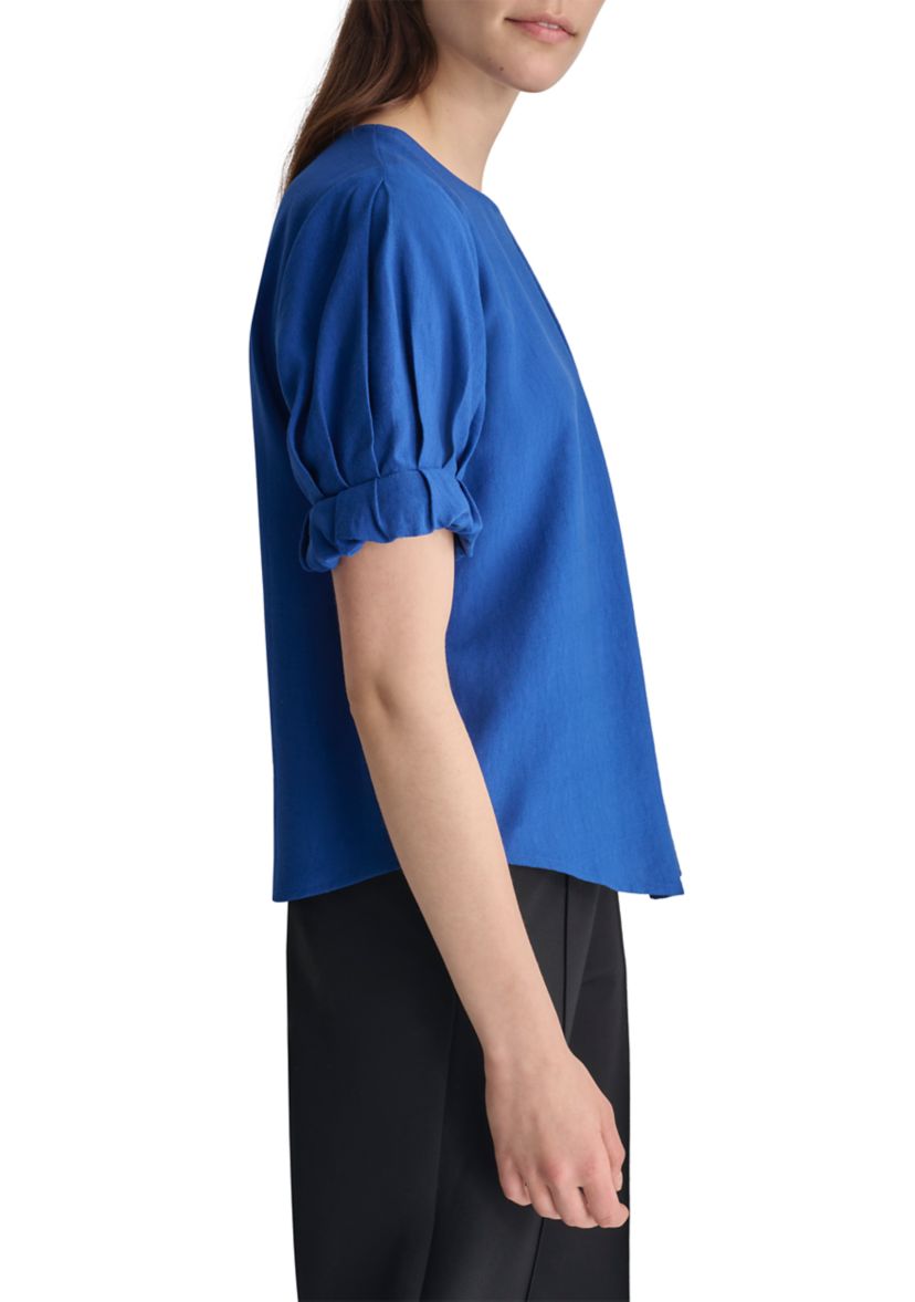 Womens Short Sleeve Pleat Front Blouse