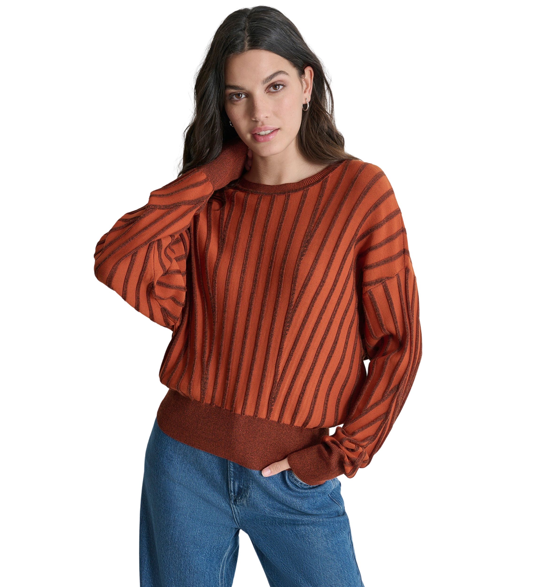 Womens Long Sleeve Ribbed Dolman Sweater