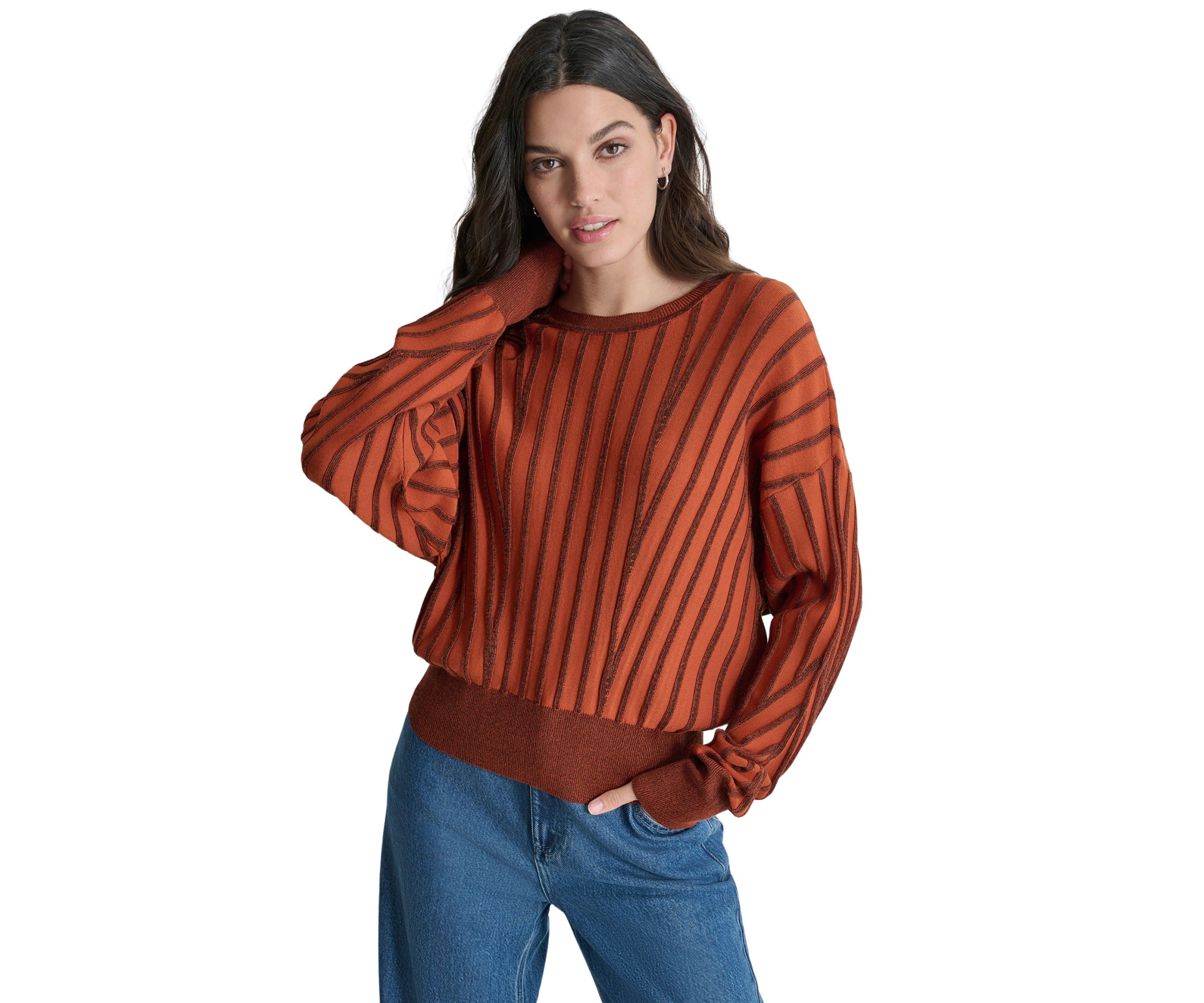 Womens Long Sleeve Ribbed Dolman Sweater
