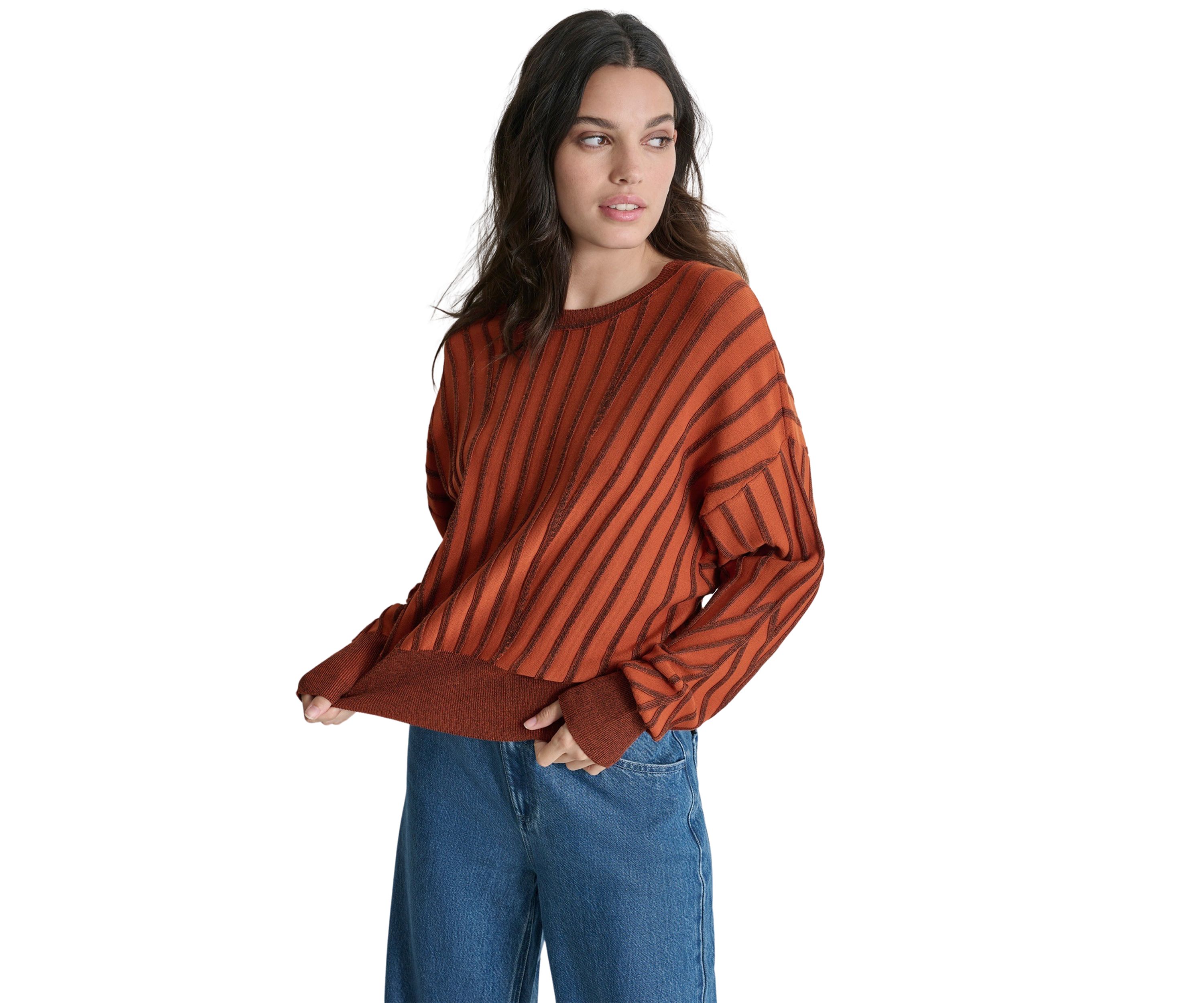 Womens Long Sleeve Ribbed Dolman Sweater