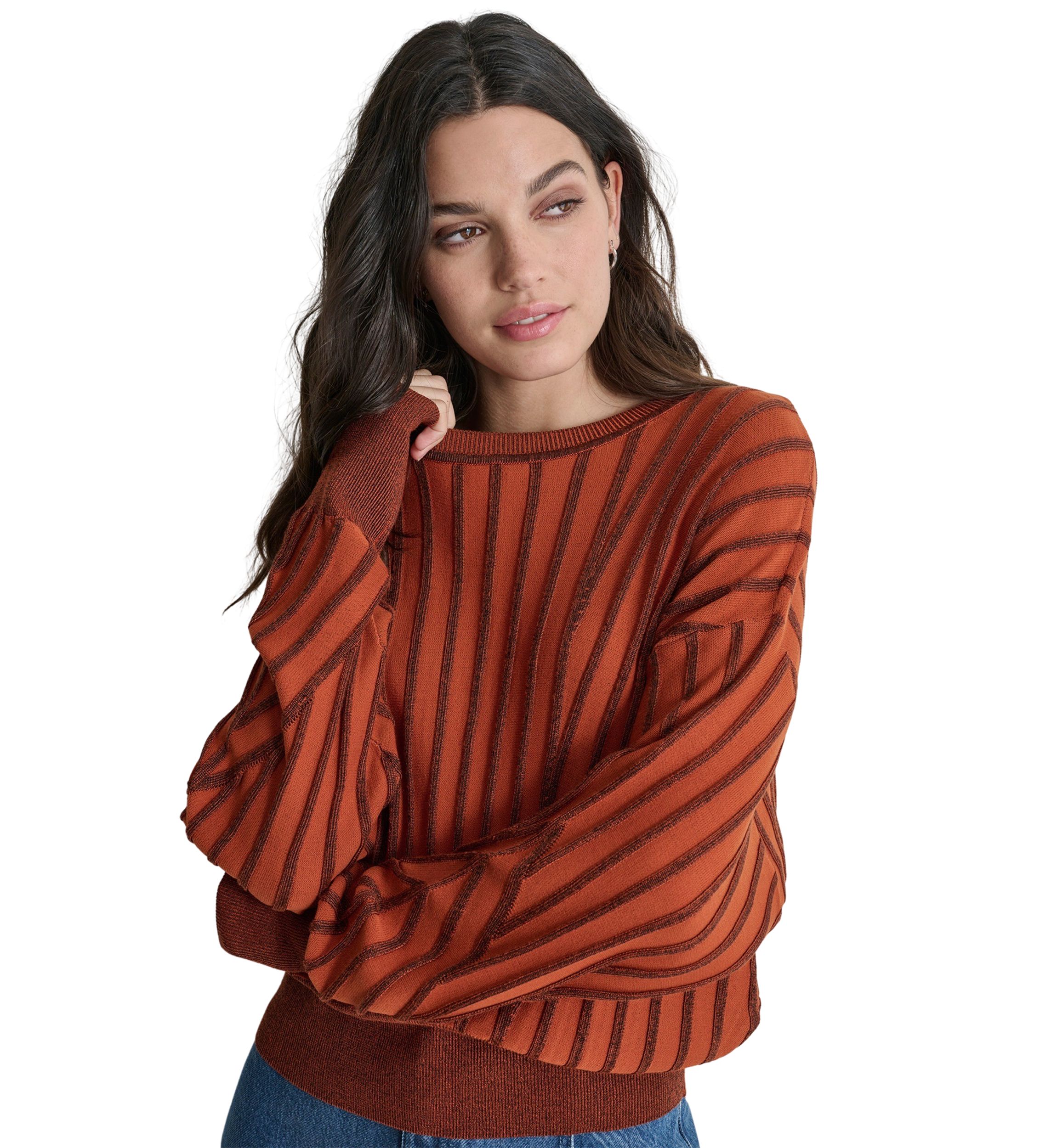 Womens Long Sleeve Ribbed Dolman Sweater