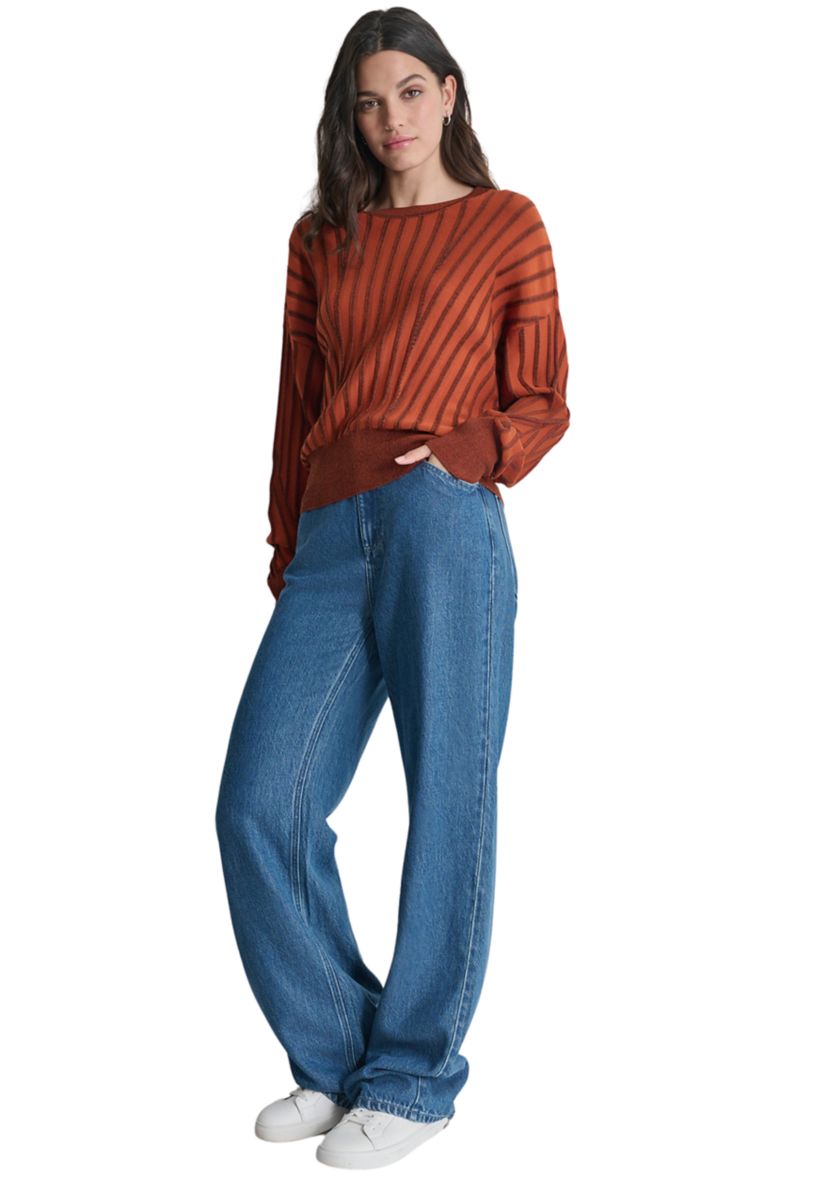 Womens Long Sleeve Ribbed Dolman Sweater