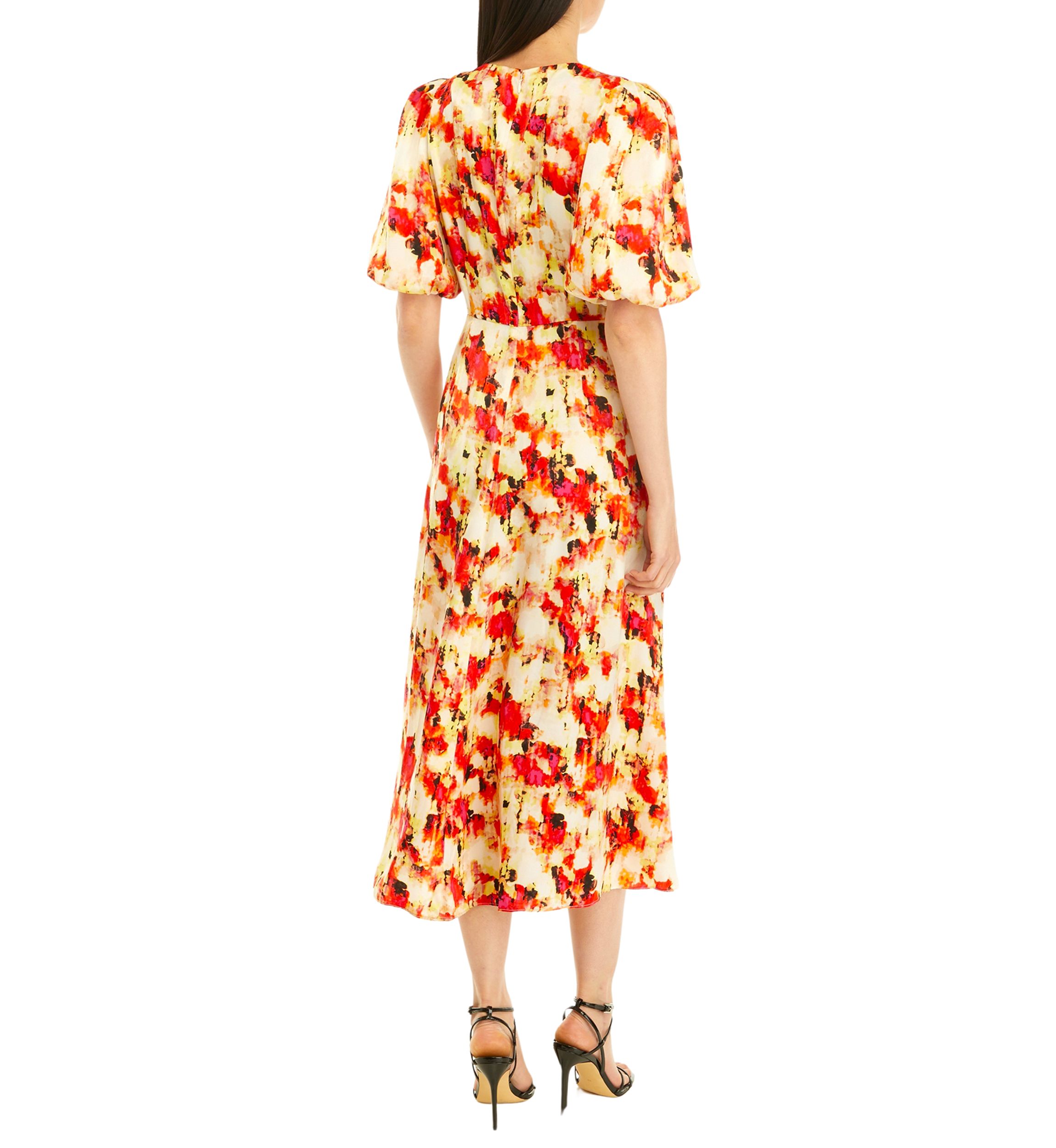 Womens Ruched V-Neck Dress