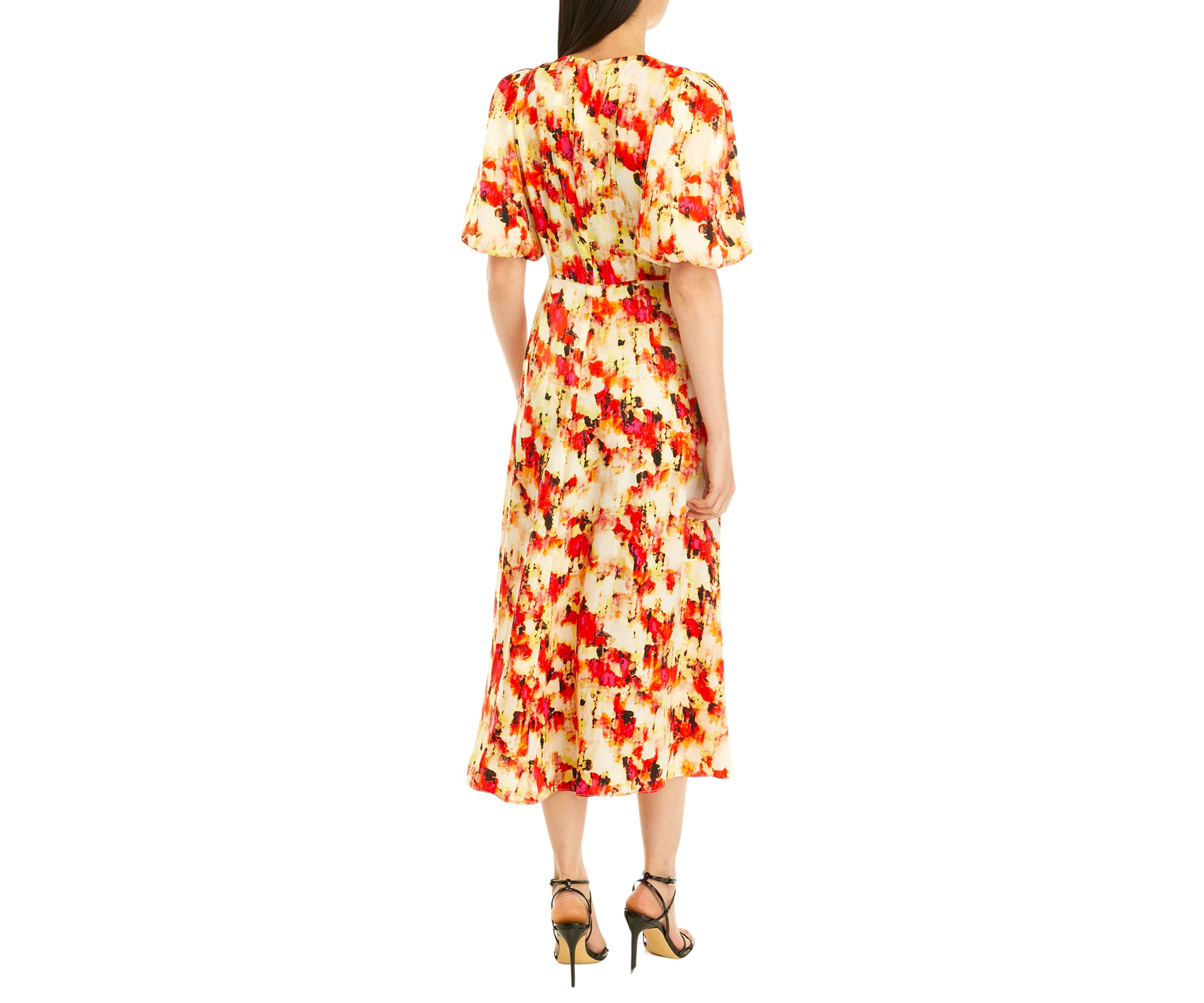 Womens Ruched V-Neck Dress