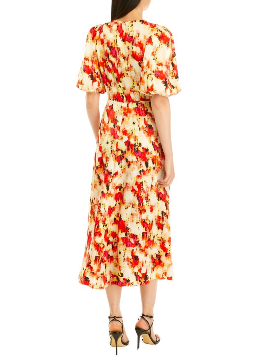 Womens Ruched V-Neck Dress