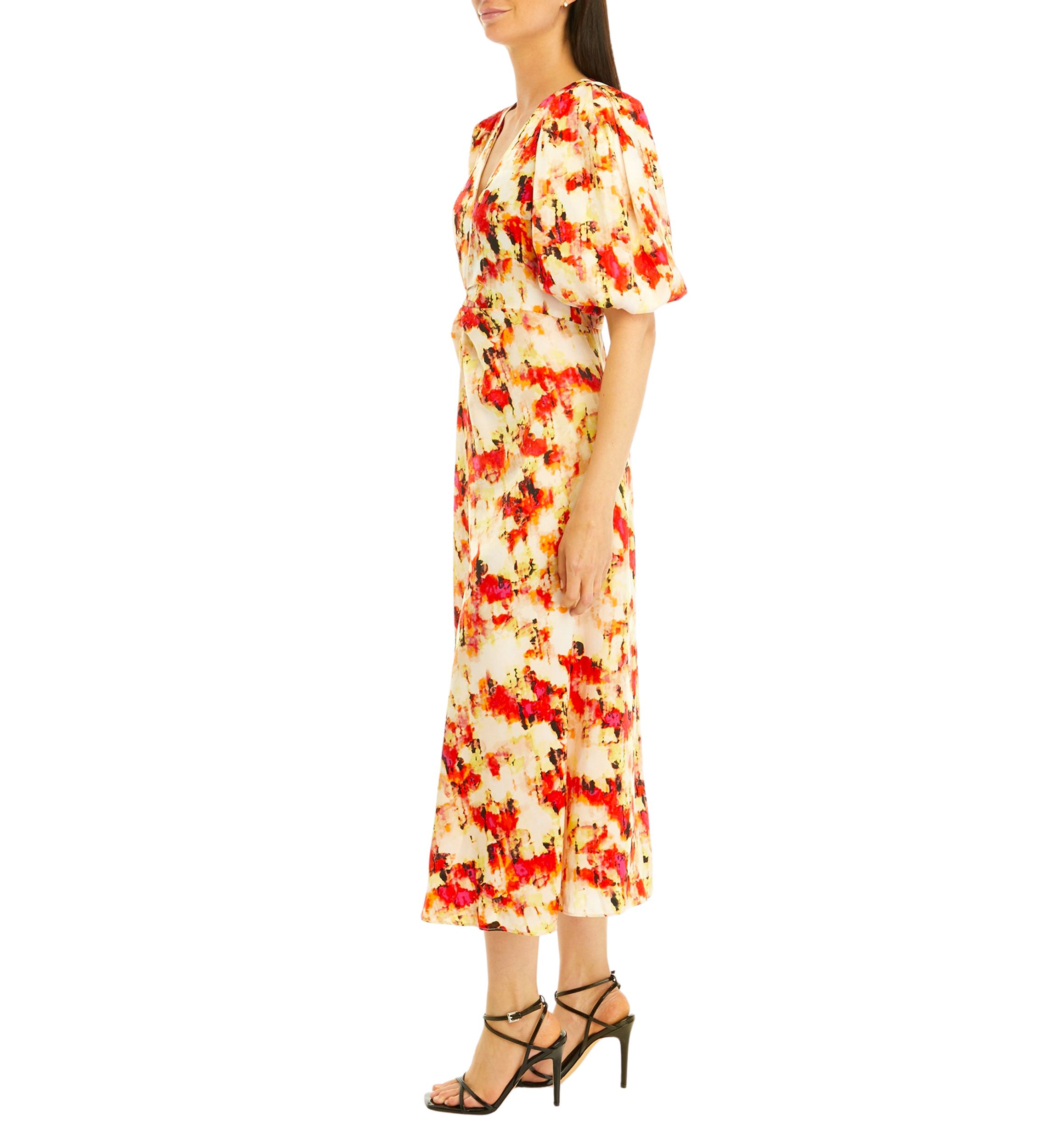 Womens Ruched V-Neck Dress