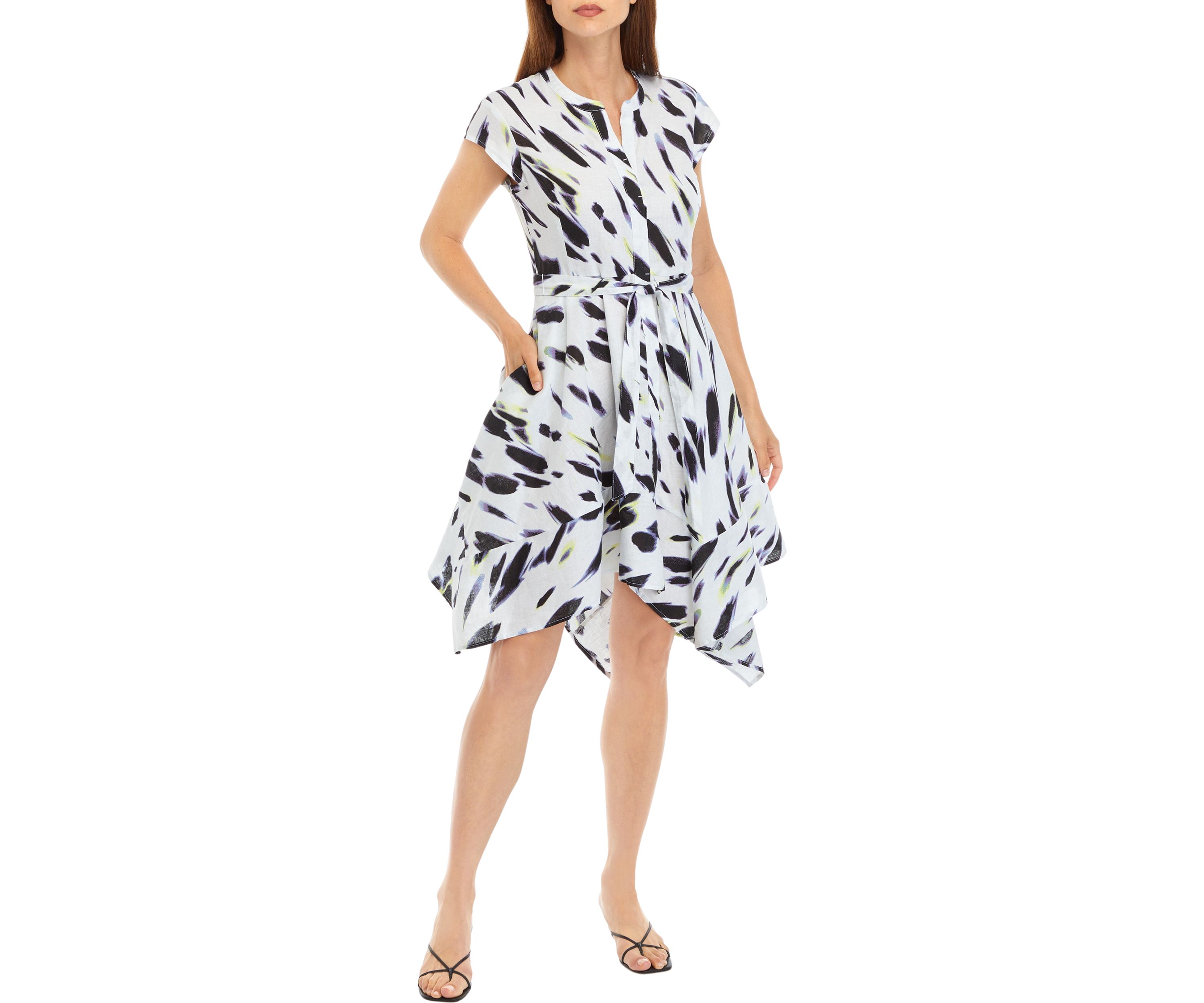 Womens Sleeveless Smudge Print Shirtdress