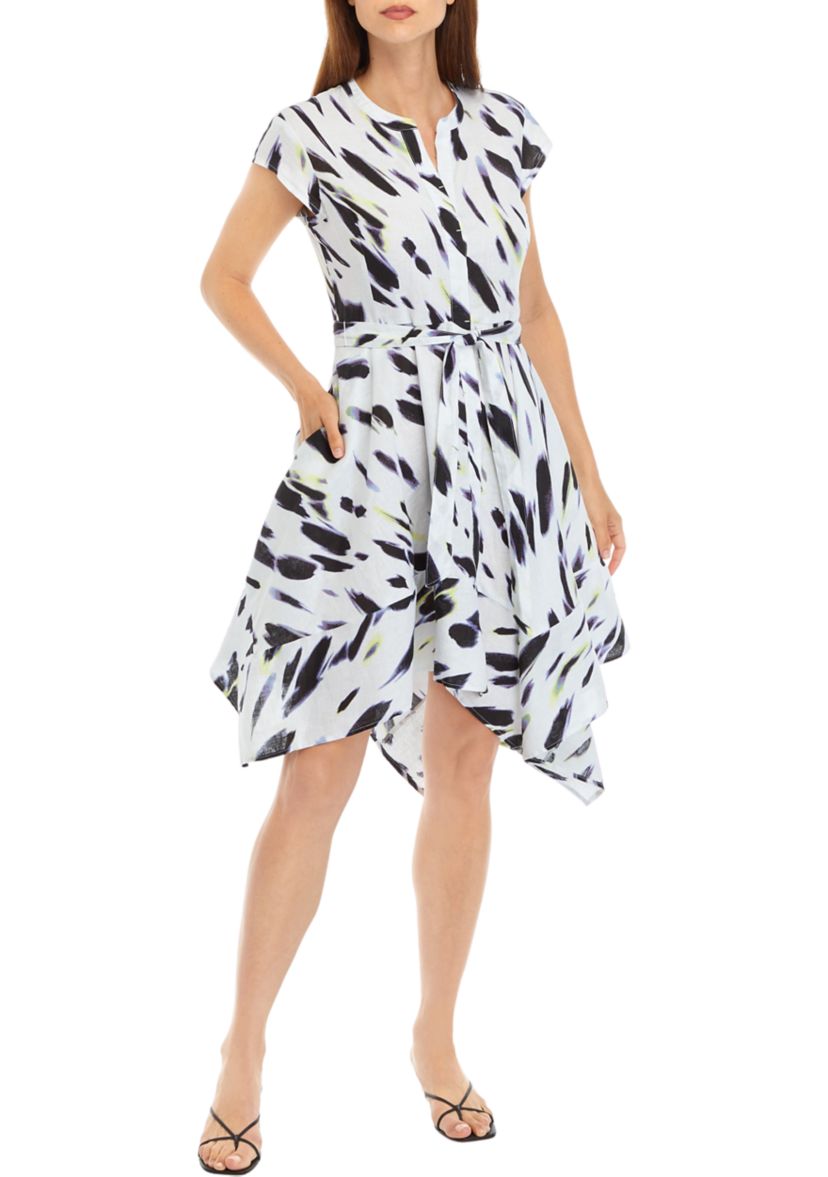 Womens Sleeveless Smudge Print Shirtdress