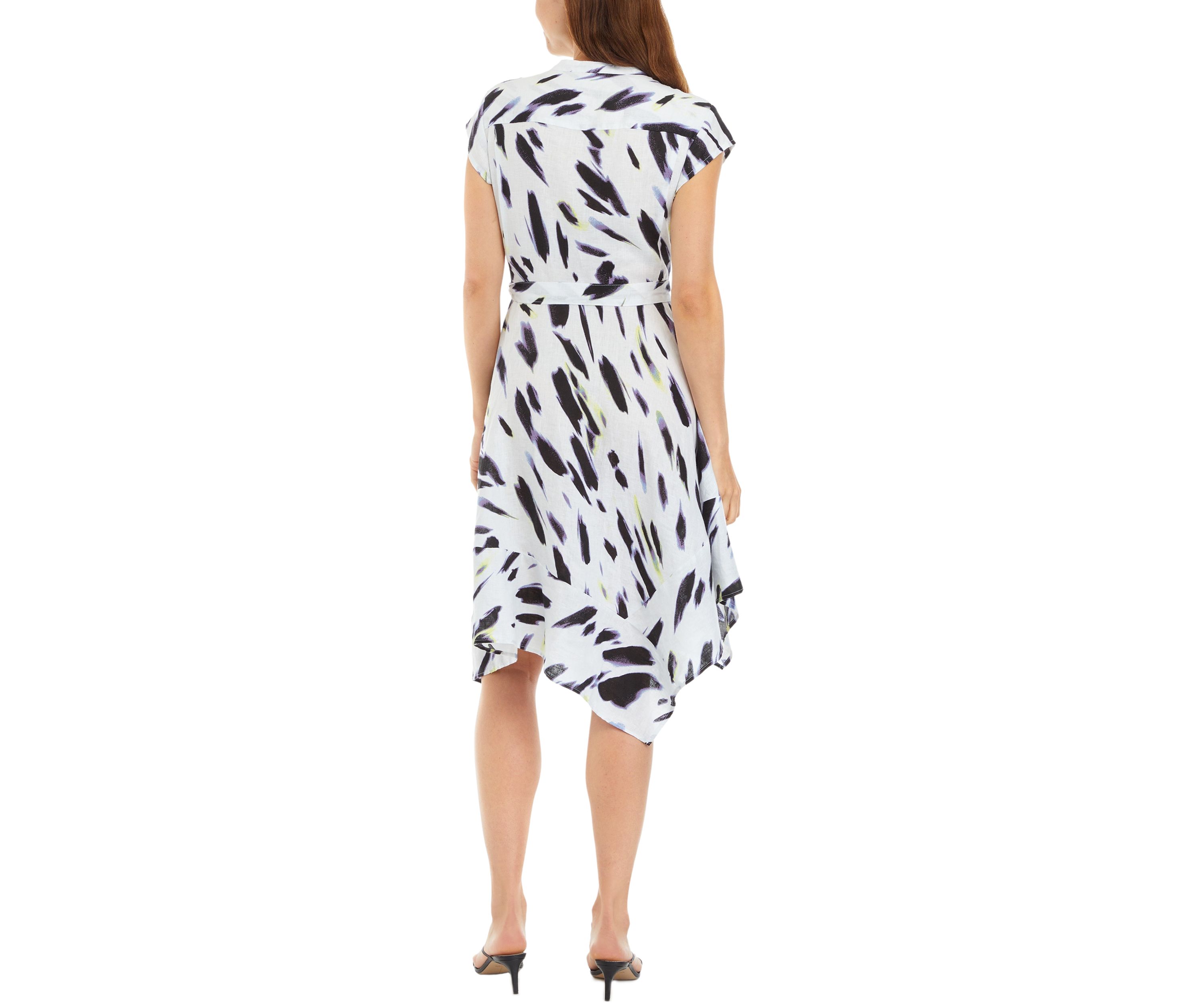 Womens Sleeveless Smudge Print Shirtdress