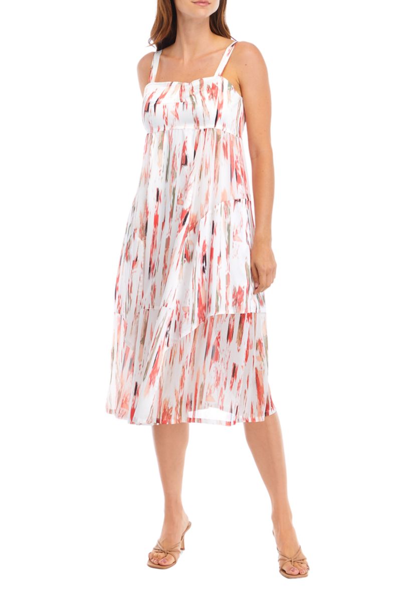 Womens Smudge Print Midi Tank Dress