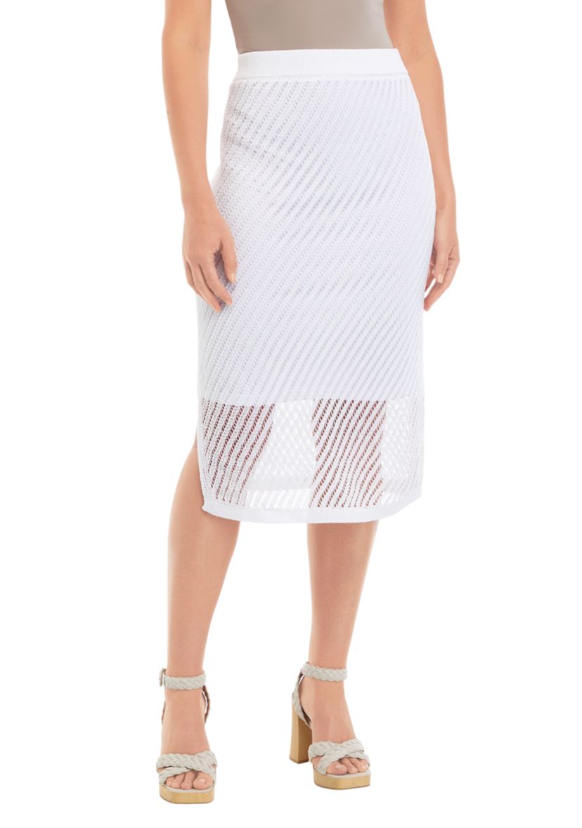 Womens Open Crochet Midi Skirt