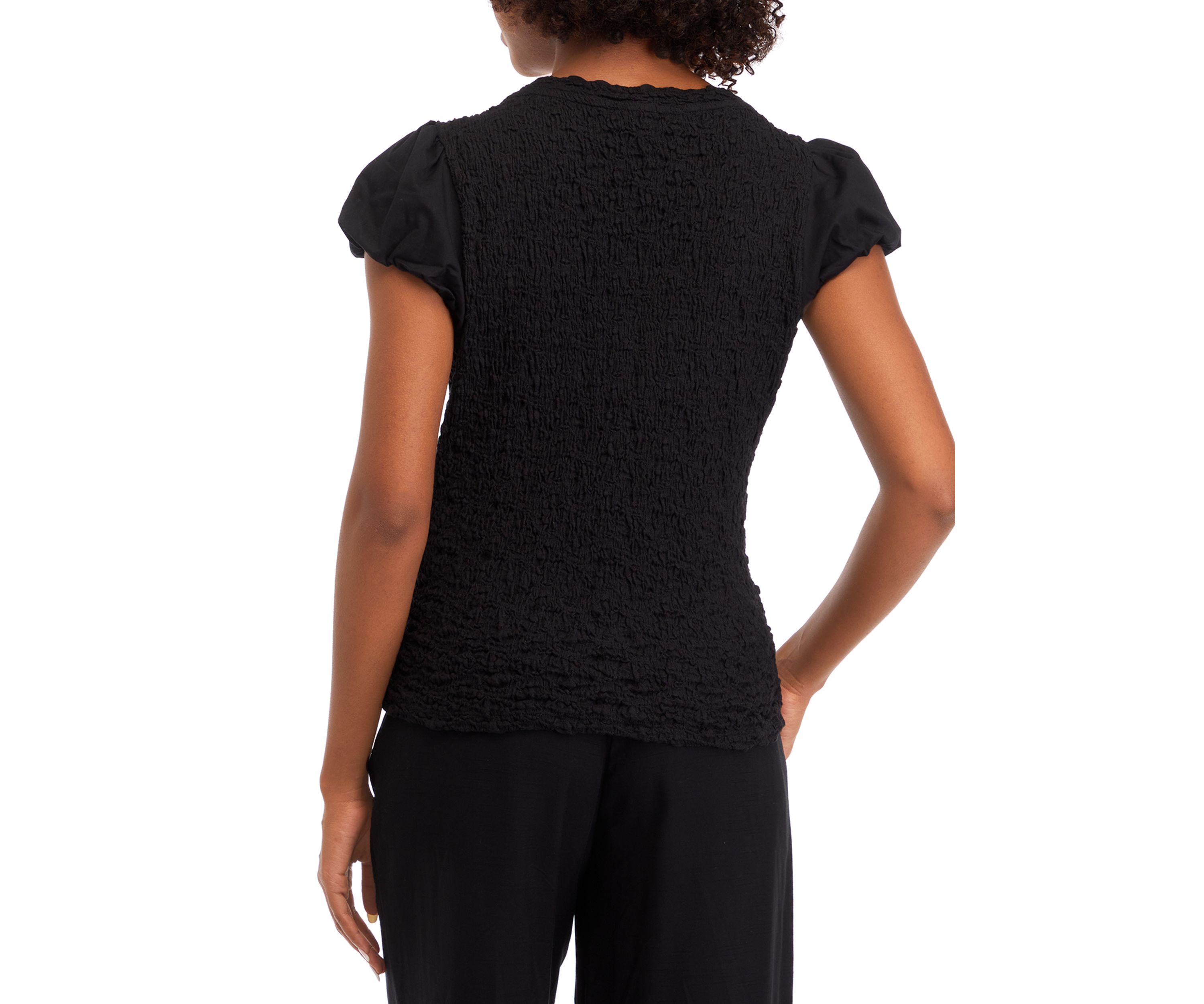 Womens Short Sleeve Textured Knit Top