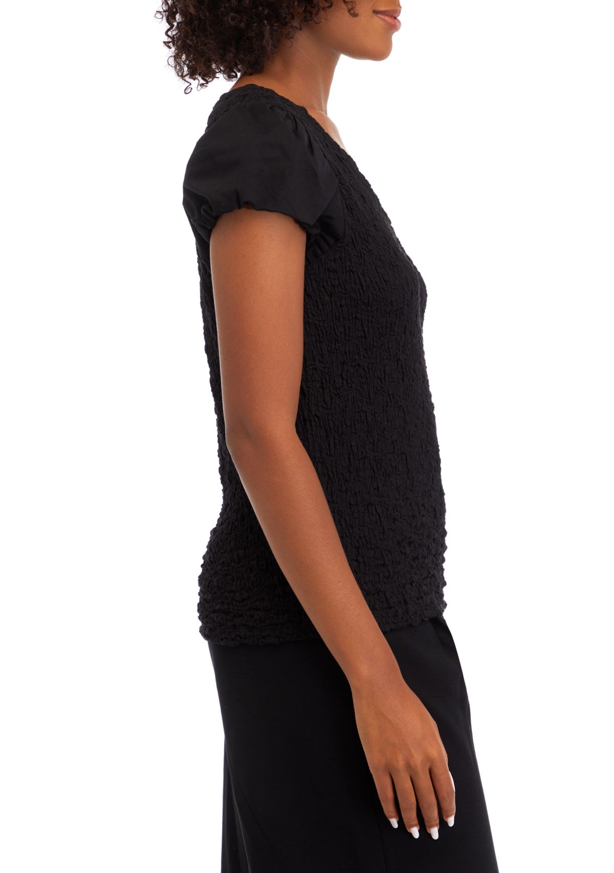 Womens Short Sleeve Textured Knit Top