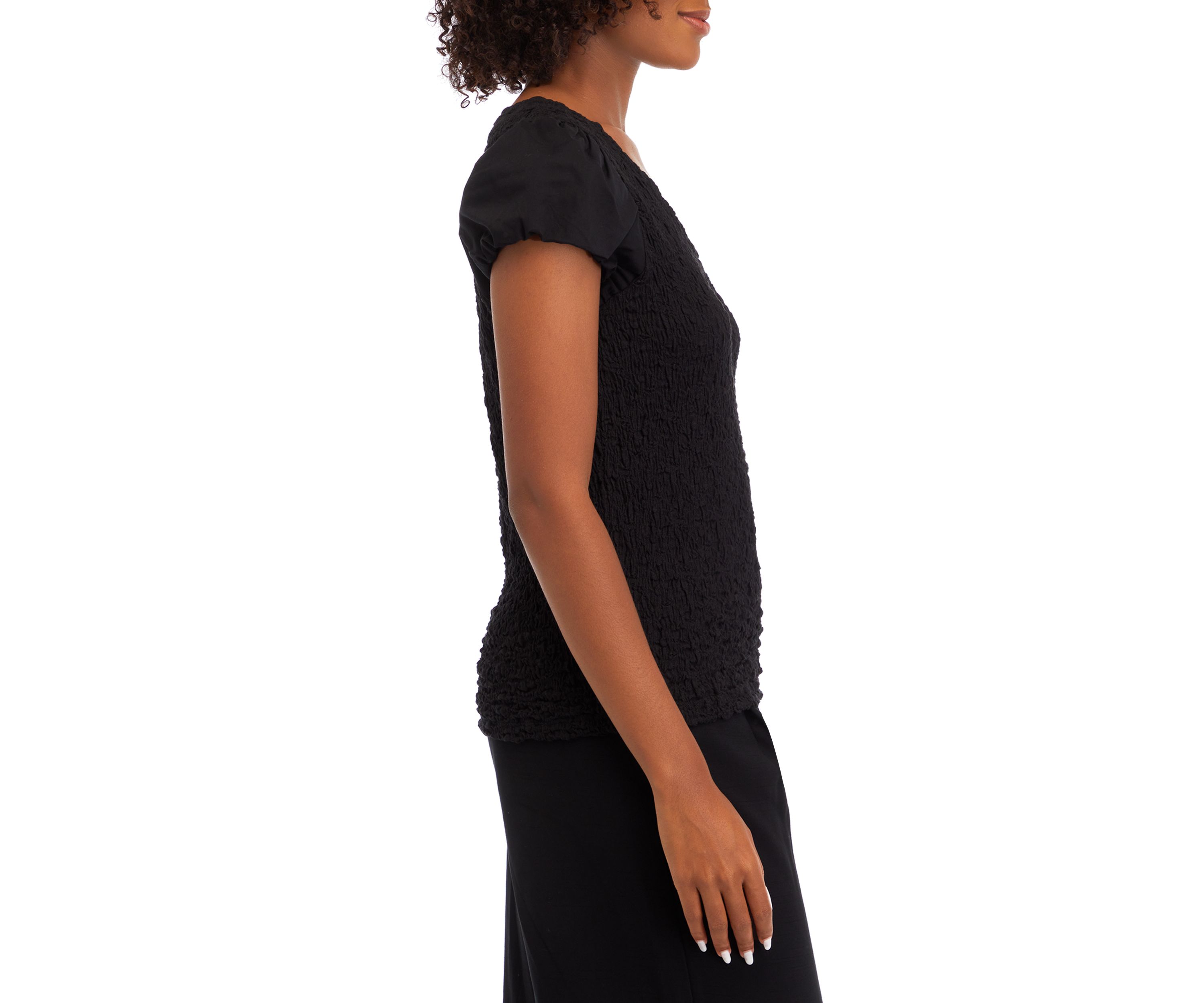 Womens Short Sleeve Textured Knit Top