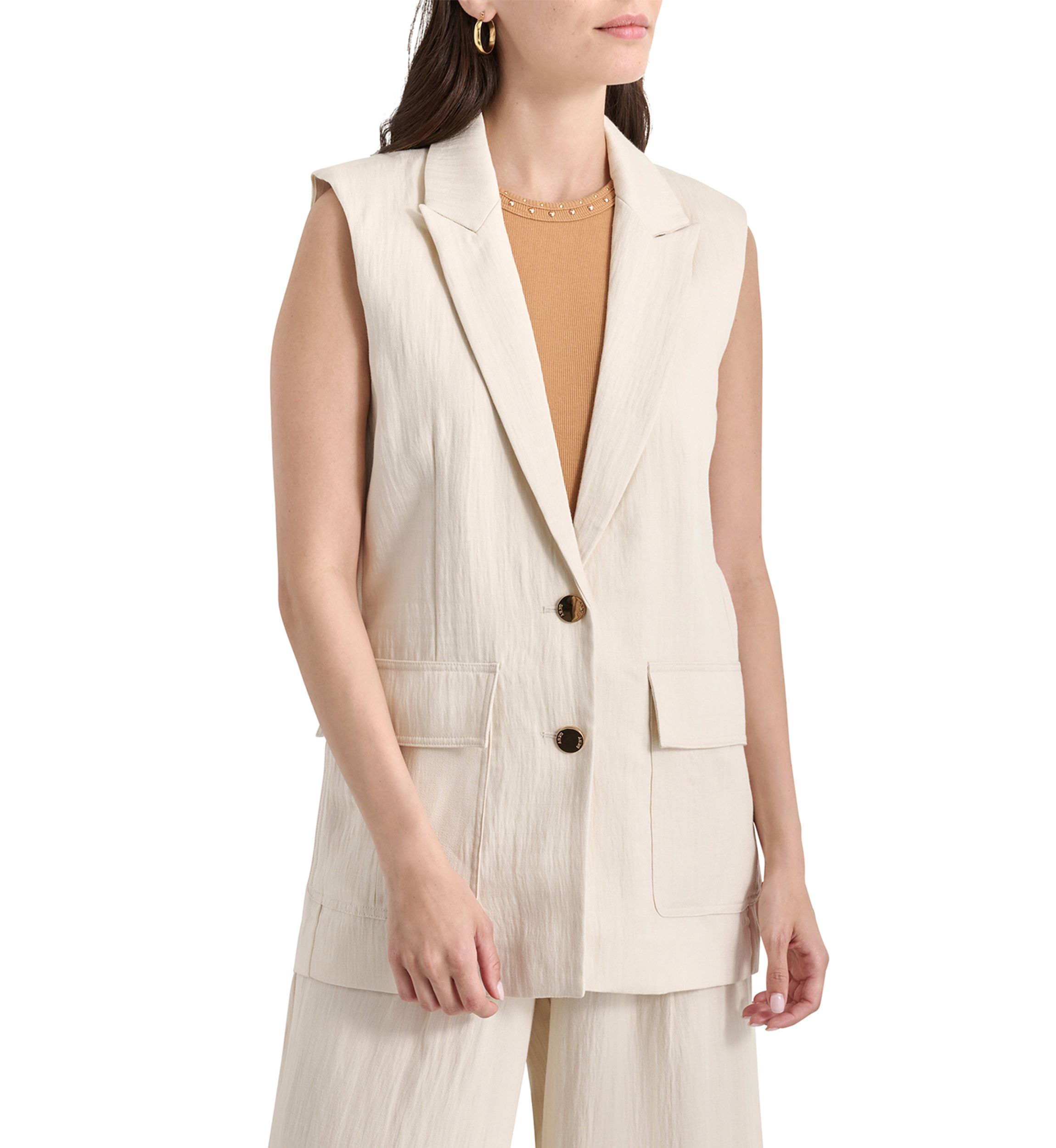 Womens Notch Collar Long Vest 