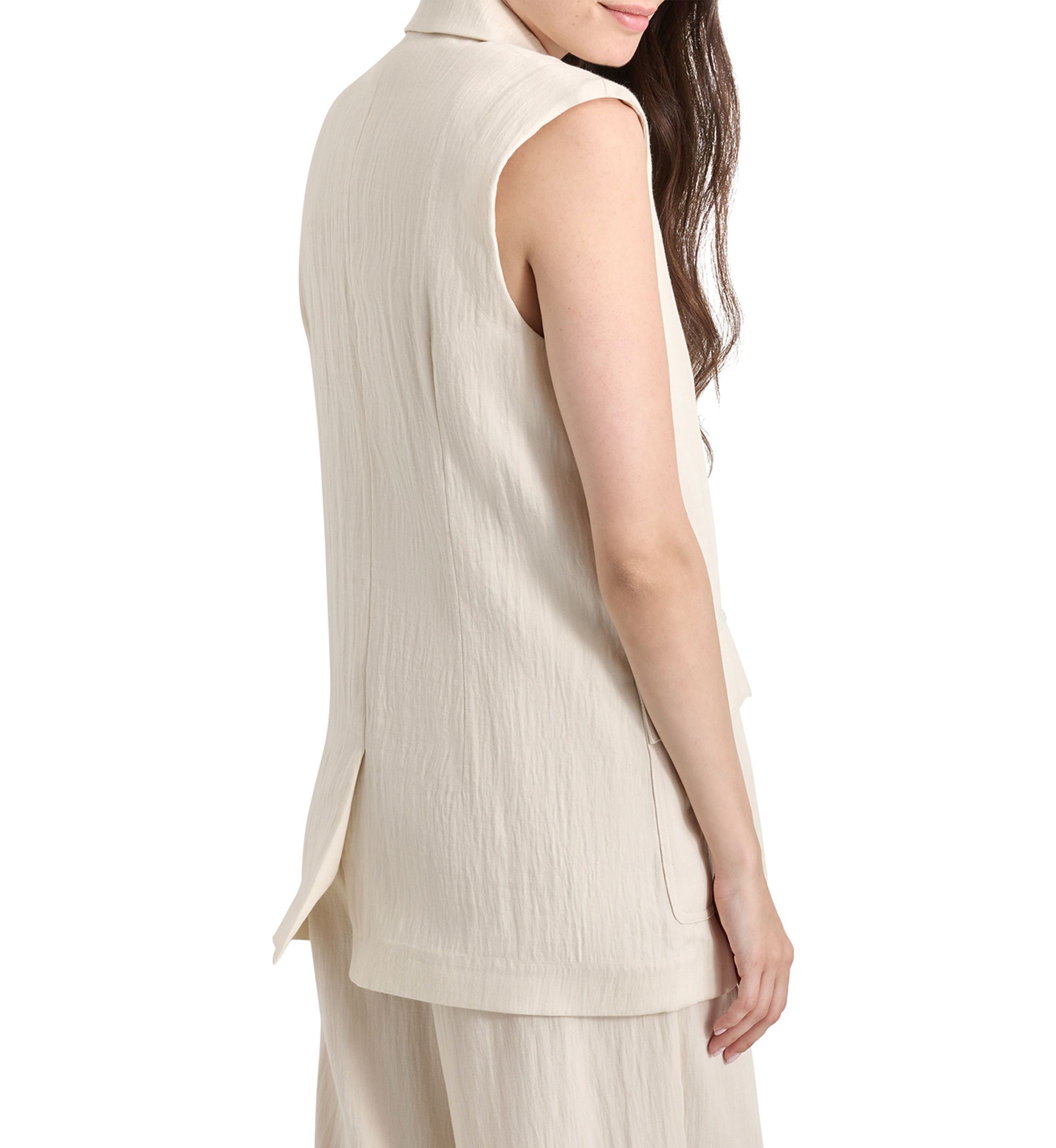 Womens Notch Collar Long Vest 